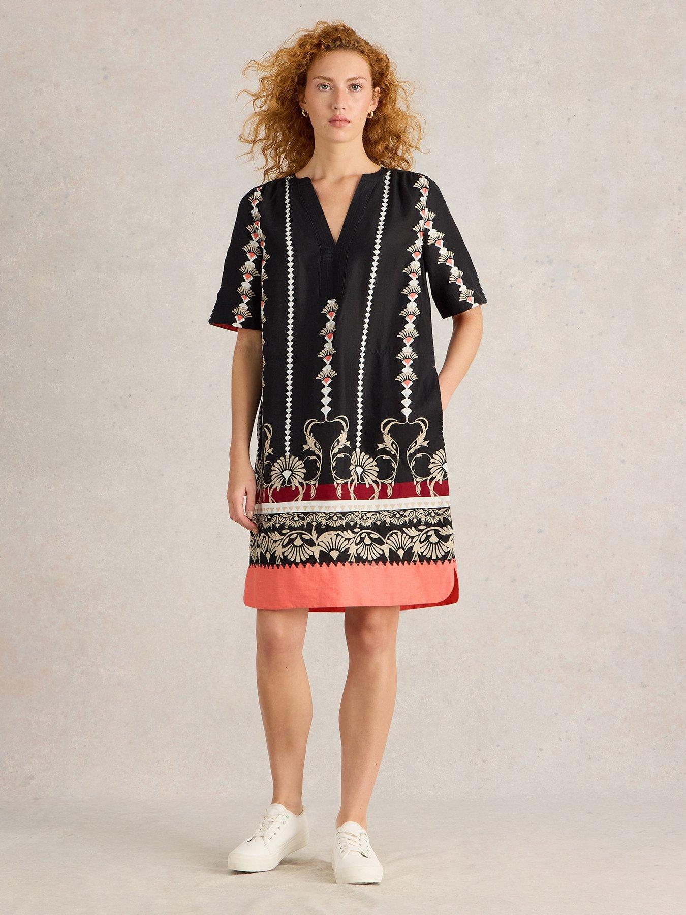  image of white-stuff-june-linen-dress-black