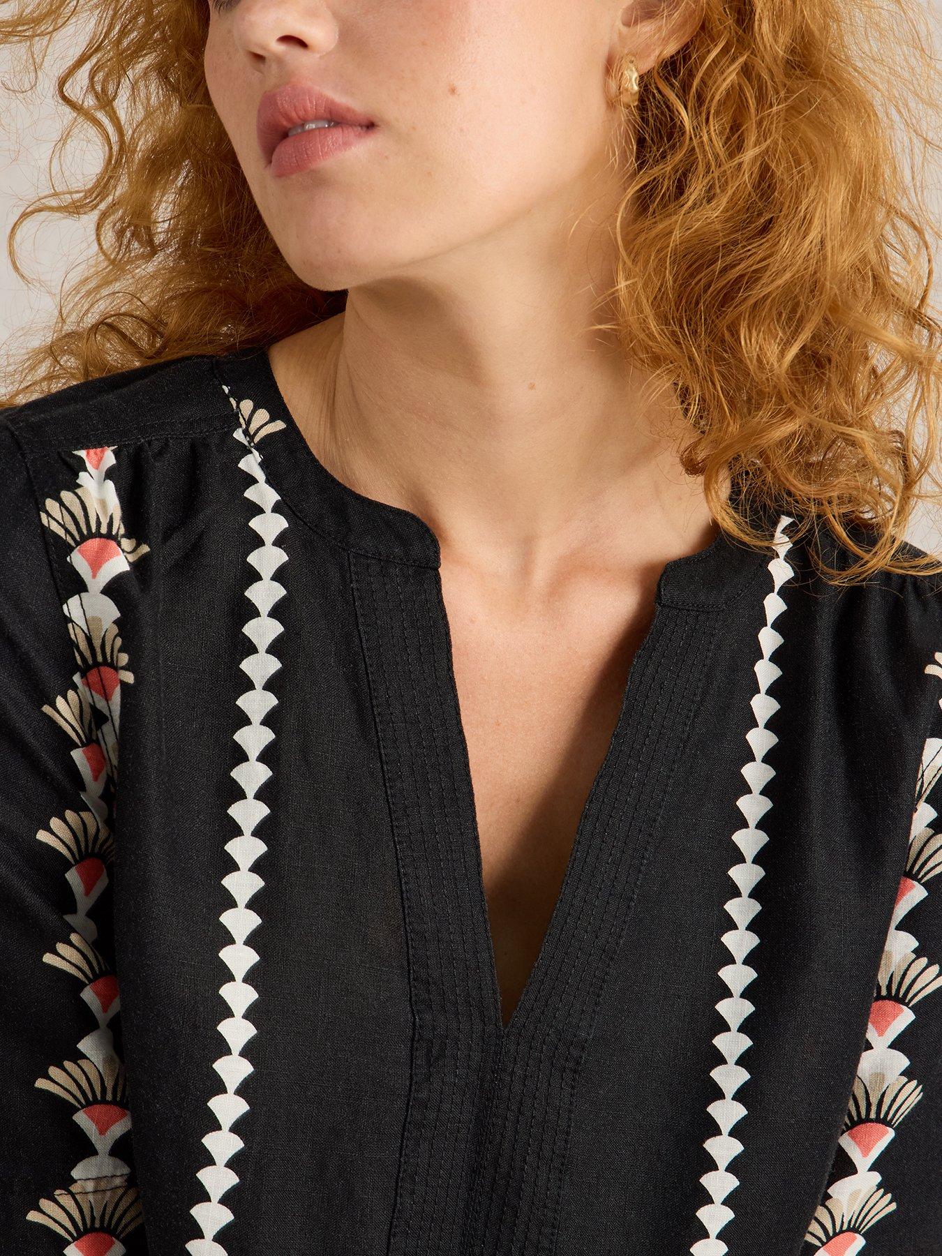  image of white-stuff-june-linen-dress-black