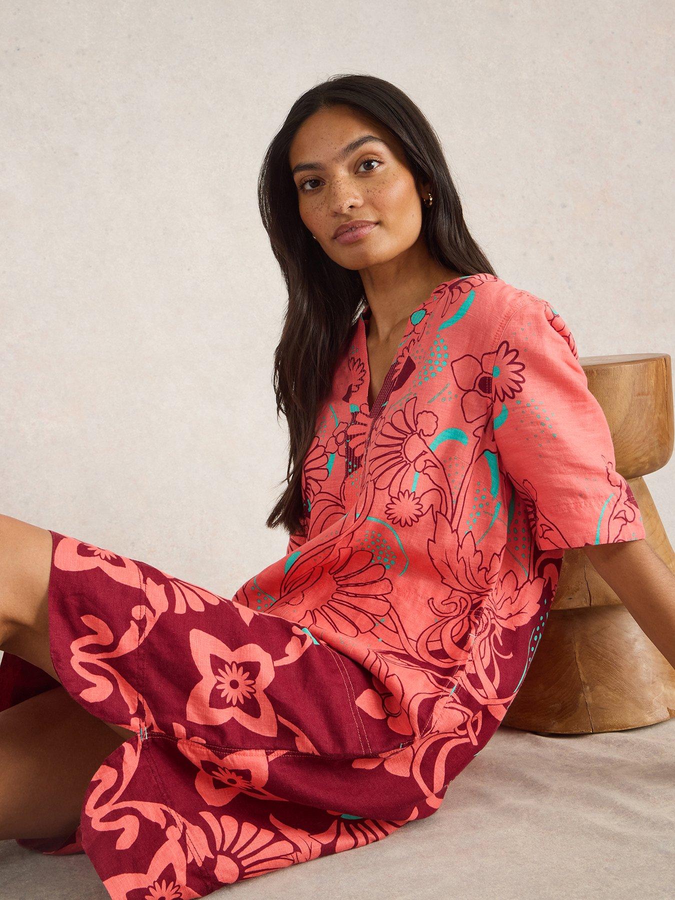 undefined June Linen Dress - Red