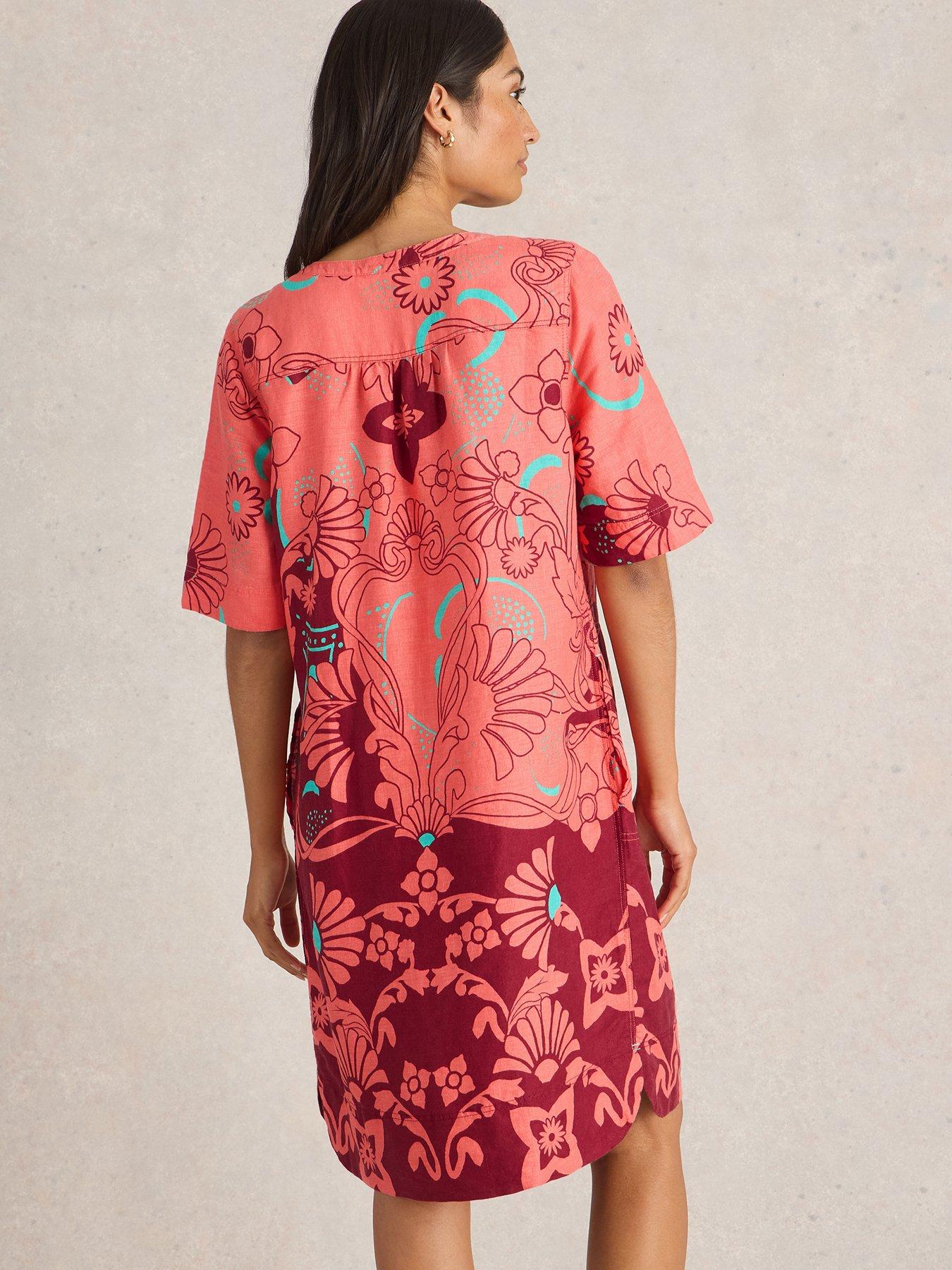  image of white-stuff-june-linen-dress-red
