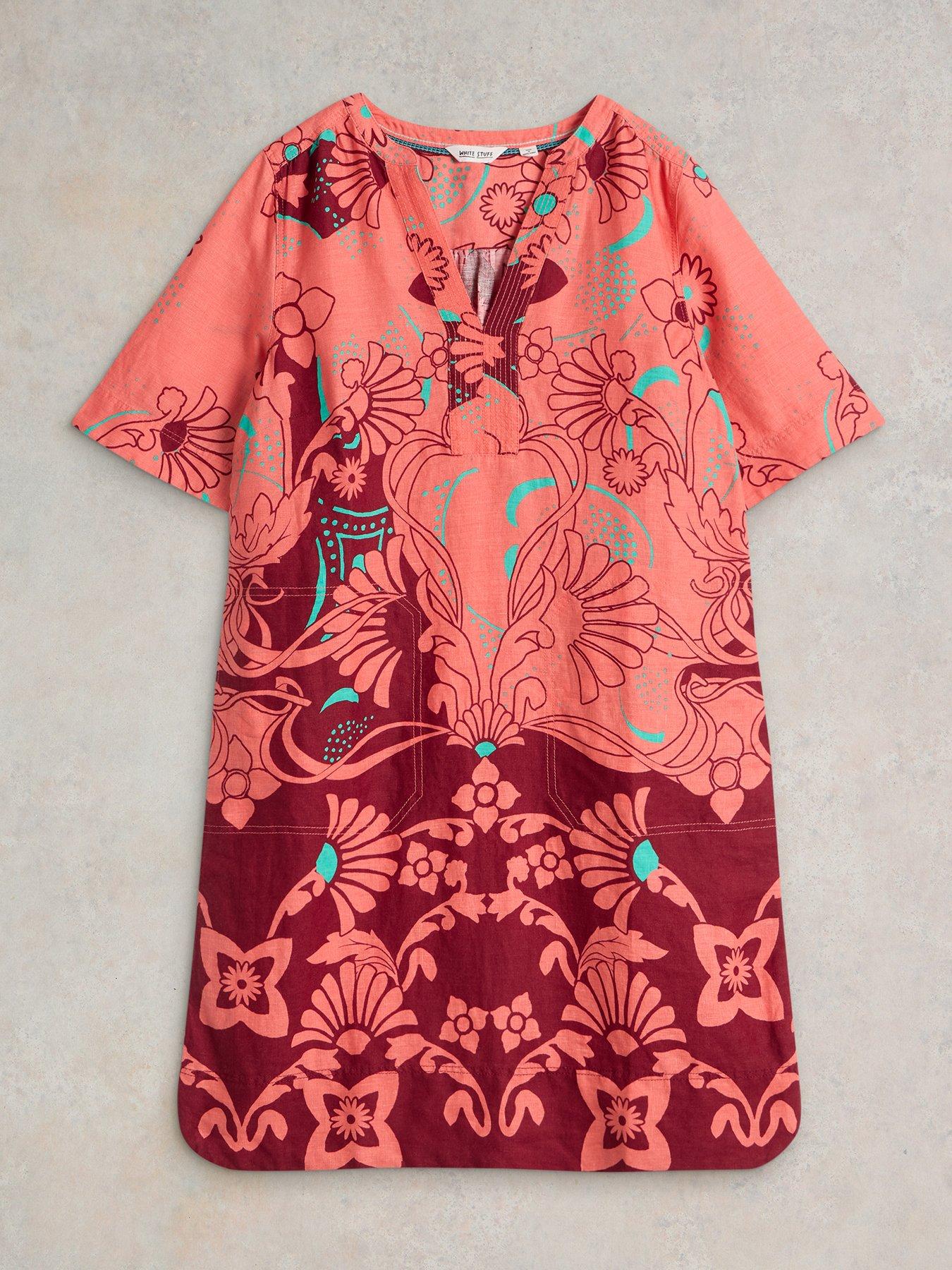  image of white-stuff-june-linen-dress-red