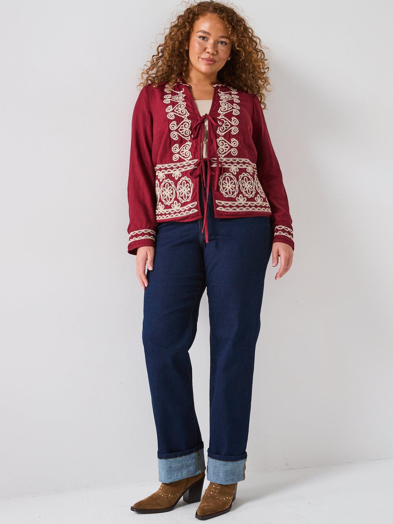 Image 3 of 6 of V by Very Curve Embroidered Tie Detail Blouse