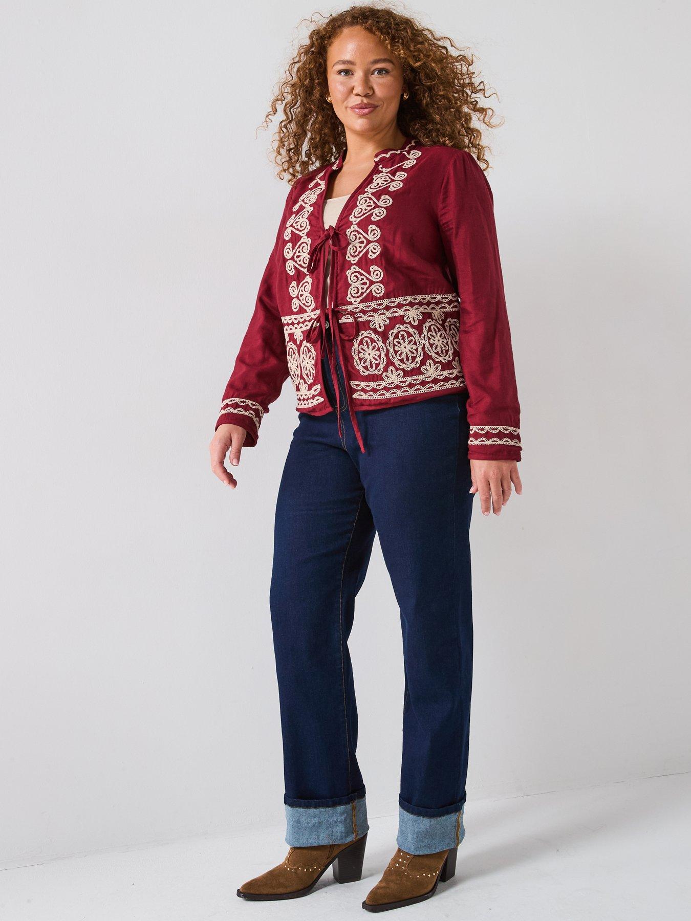 Image 6 of 6 of V by Very Curve Embroidered Tie Detail Blouse