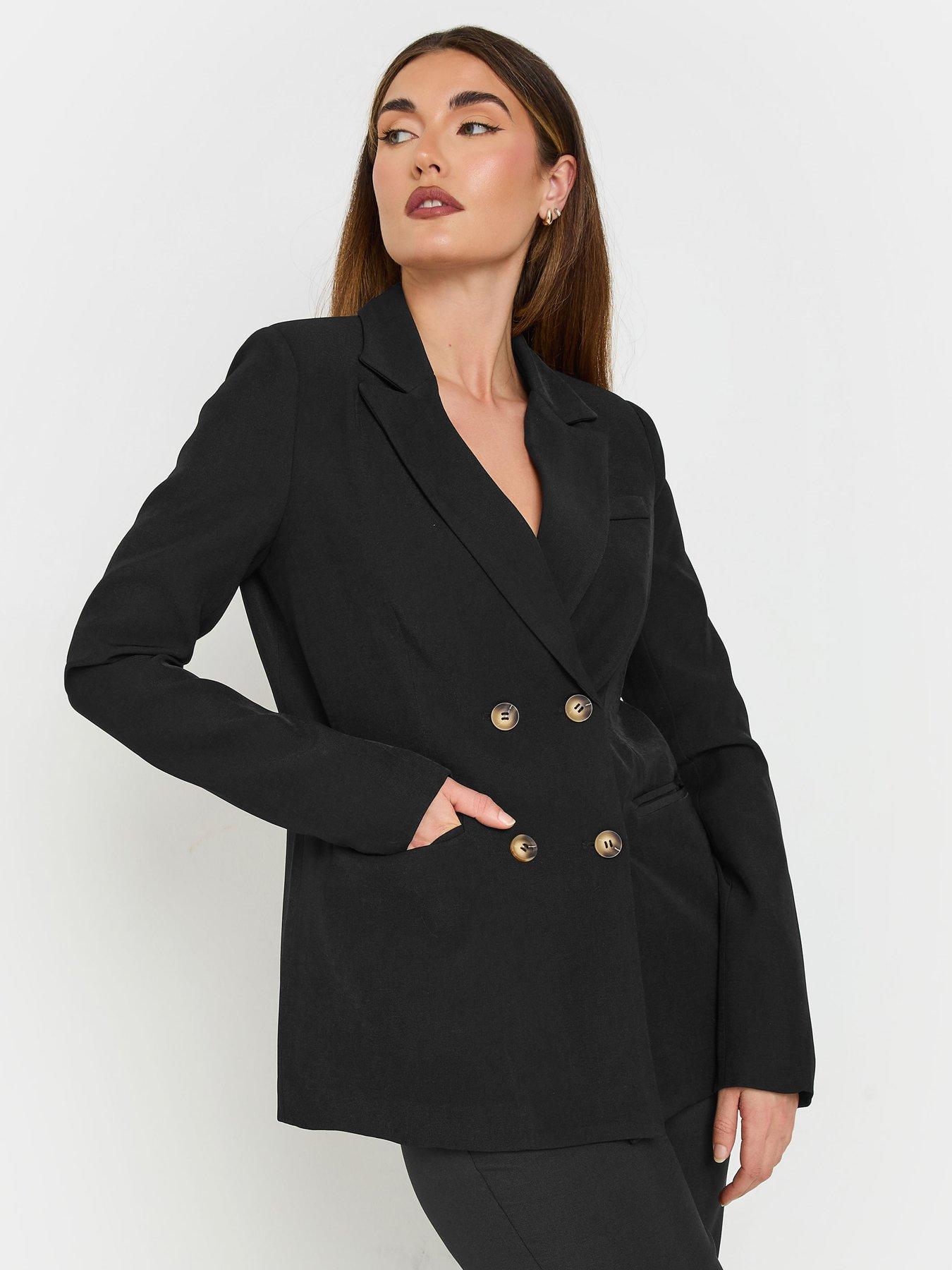 undefined Double Breasted Jacket - Black