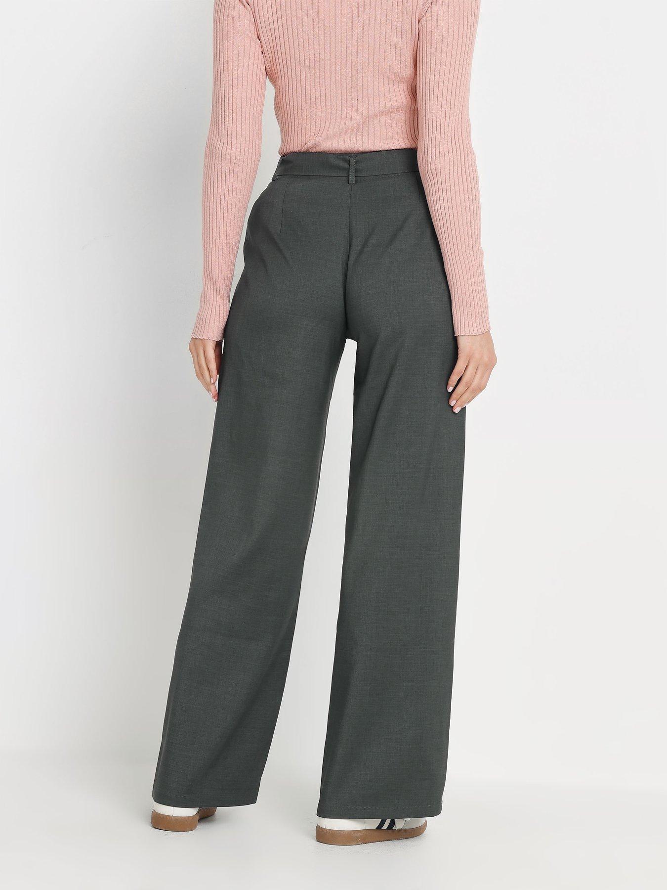  image of long-tall-sally-wide-leg-belted-trouser-36-grey