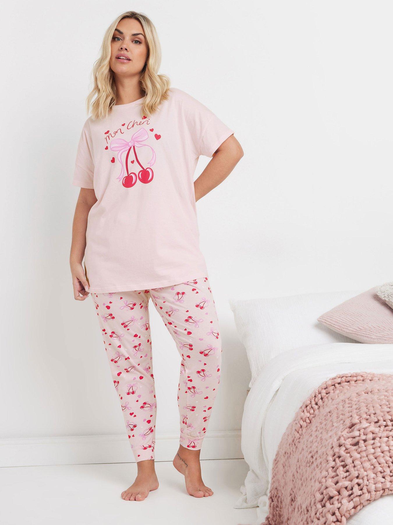 yours-curve-mon-cheri-bows-cuffed-pj-set-pink