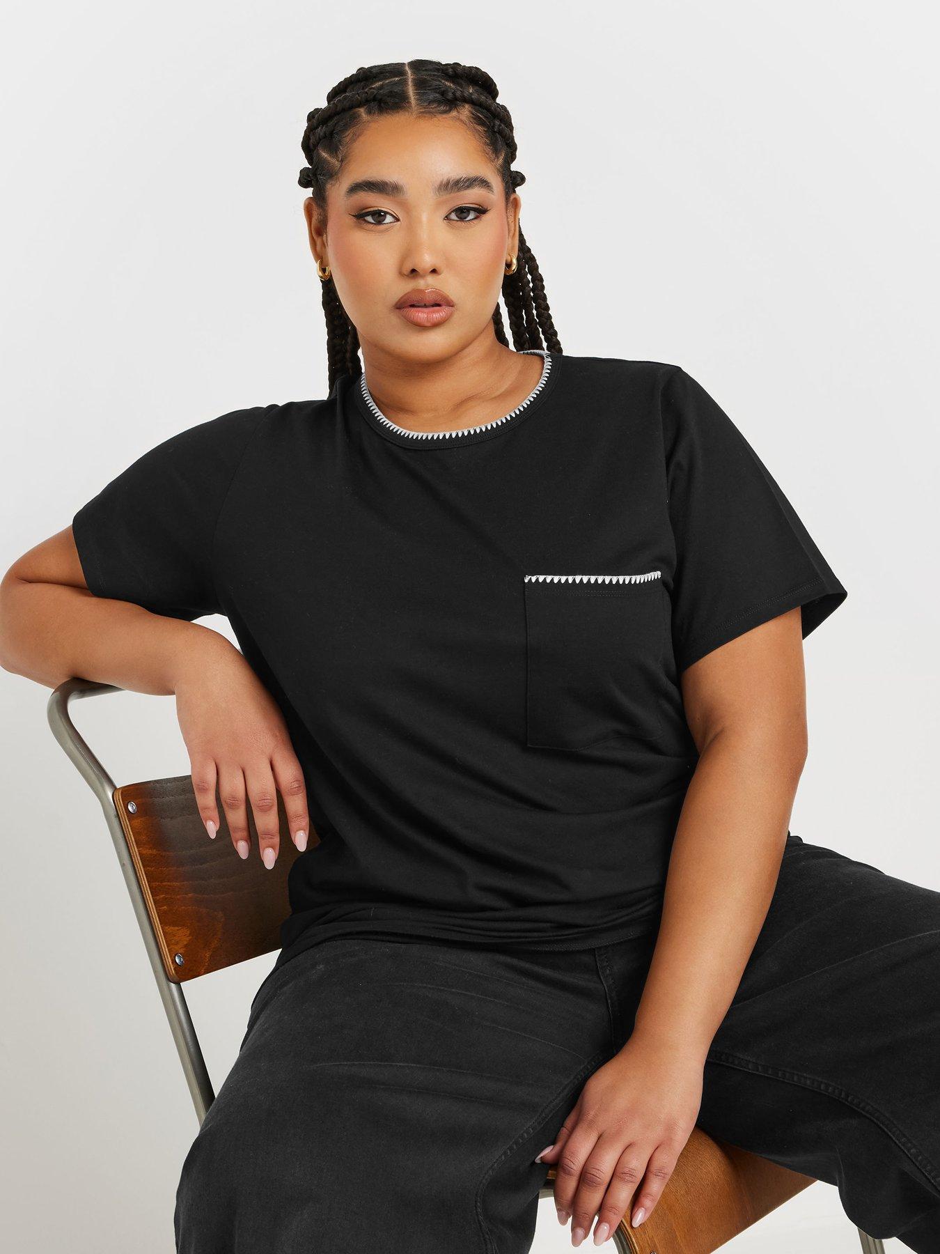  image of yours-curve-stitch-pocket-t-shirt-black
