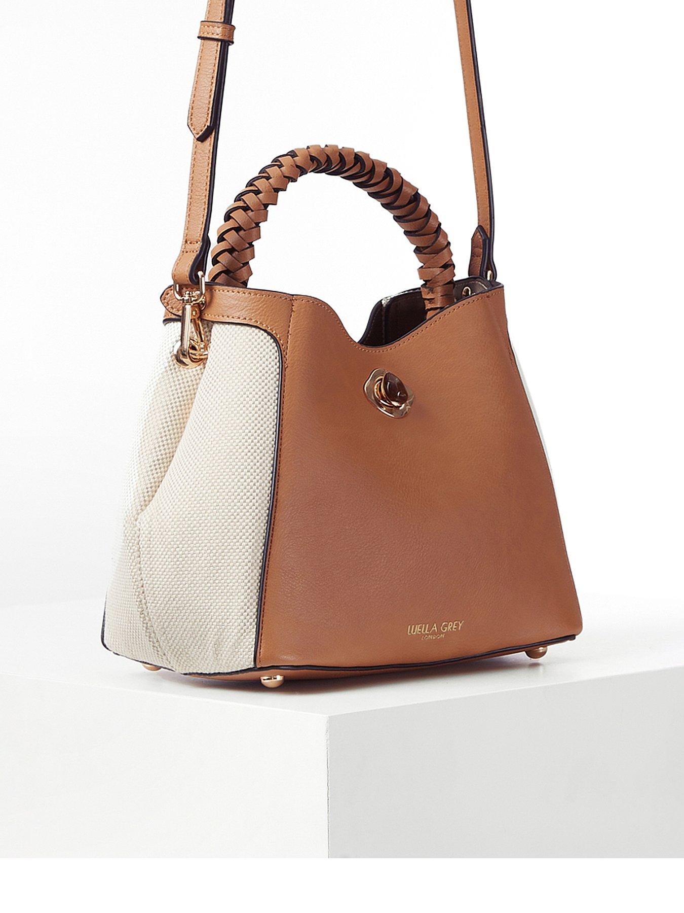 image of luella-grey-kate-camel-woven-handle-crossbody-tan