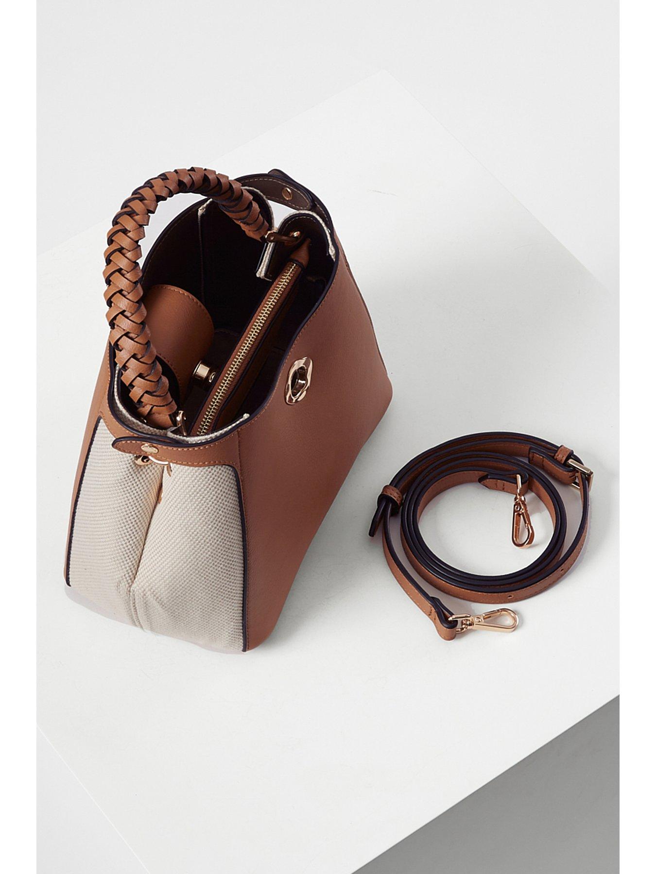  image of luella-grey-kate-camel-woven-handle-crossbody-tan