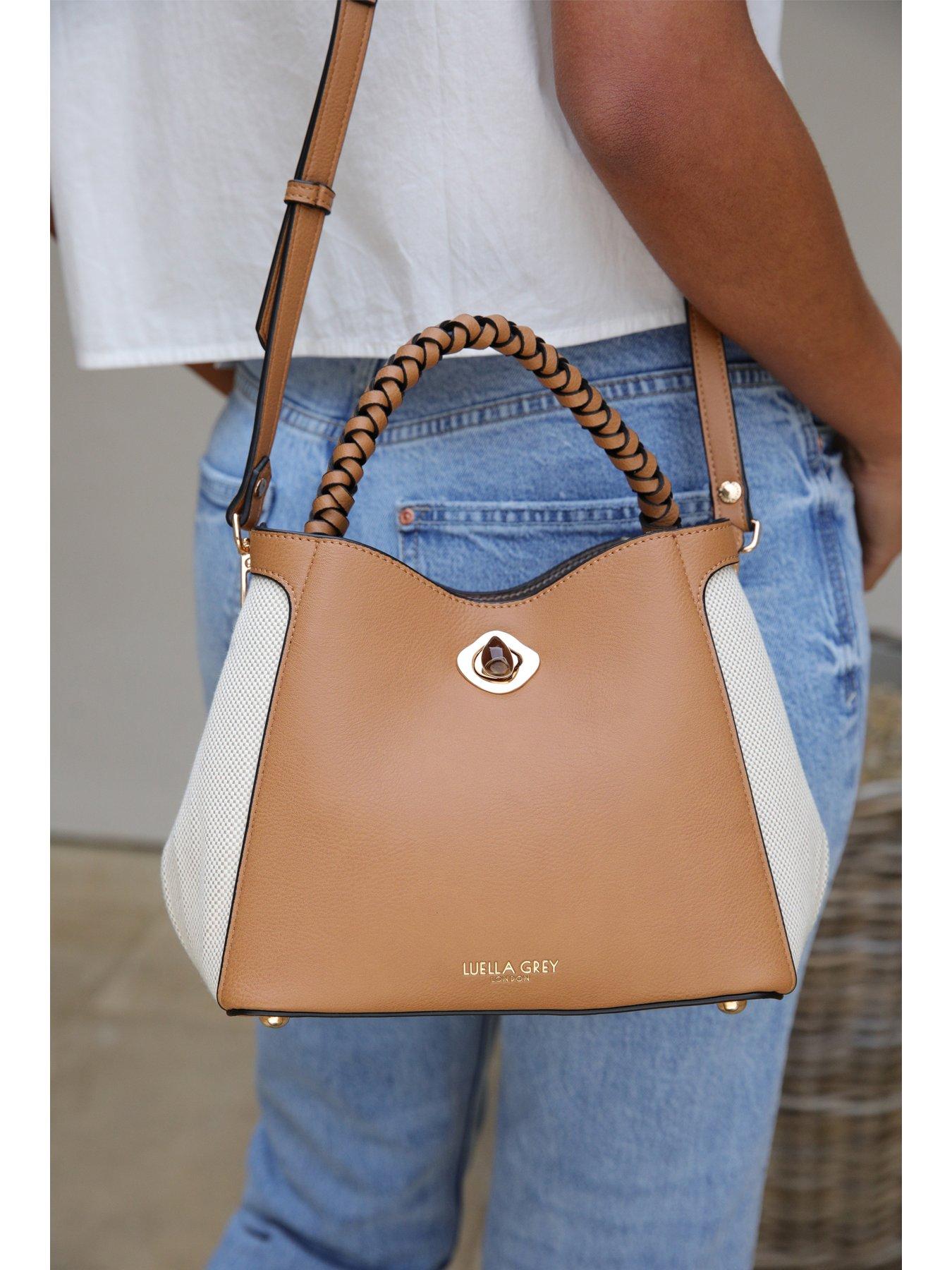  image of luella-grey-kate-camel-woven-handle-crossbody-tan