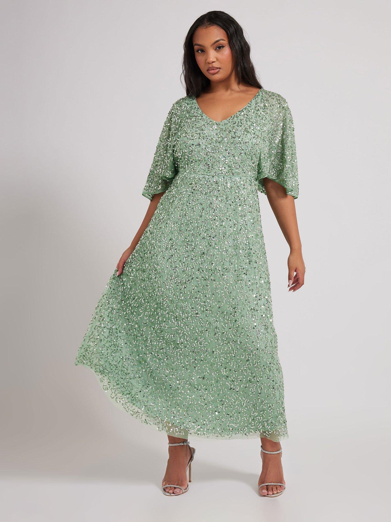undefined Curve Luxe V Neck Dress - Green