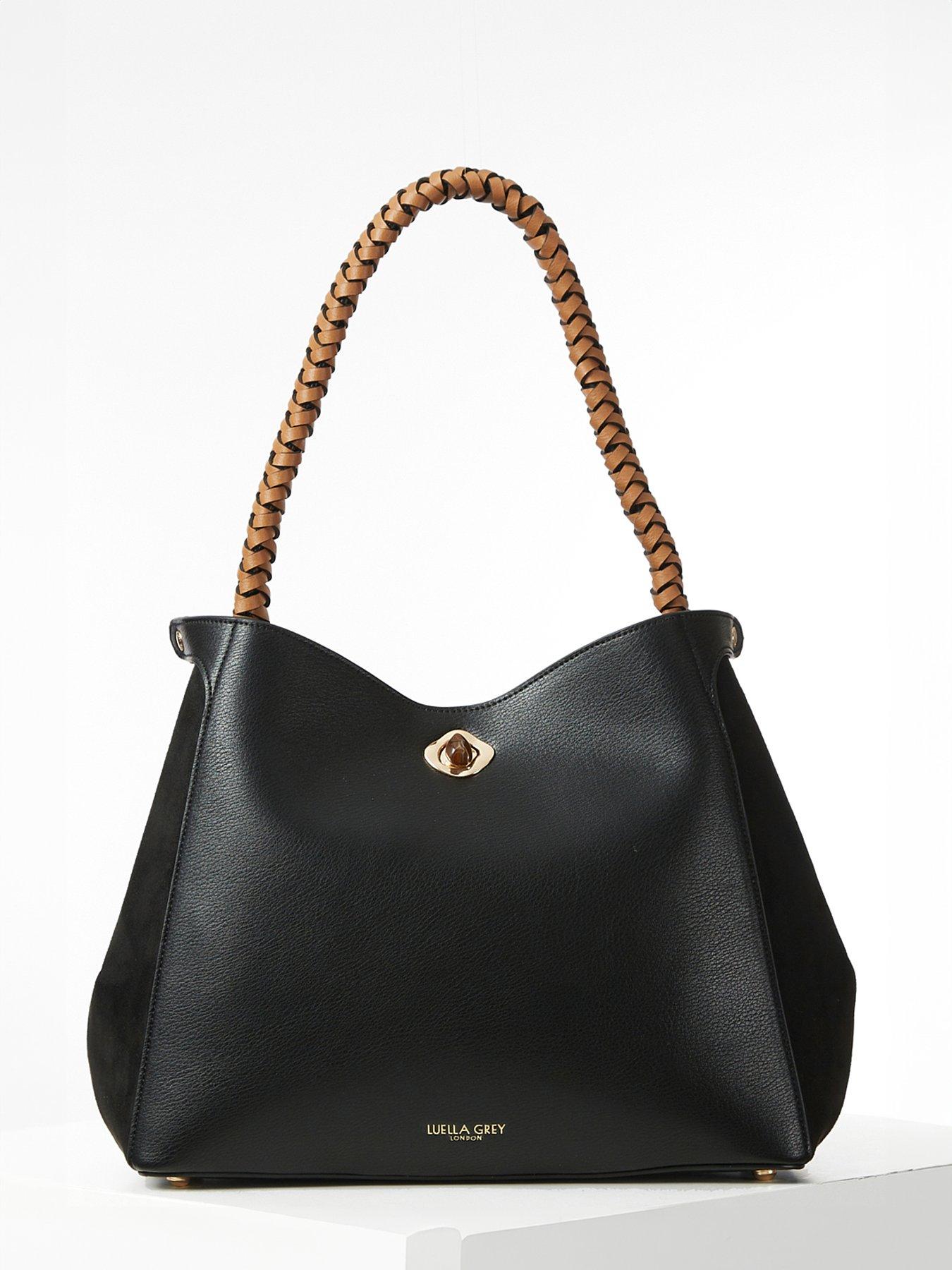 undefined Adriana Black Woven Handle Hobo - Black