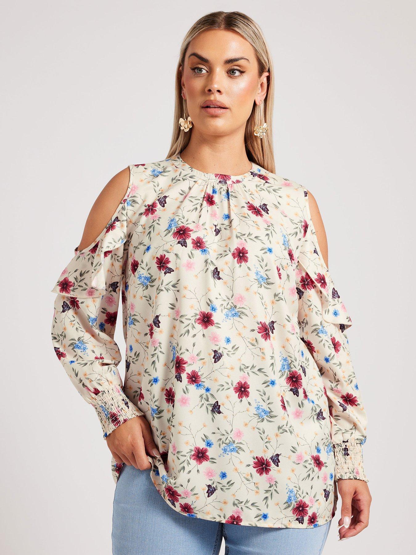 yours-curve-floral-cold-shoulder-blouse