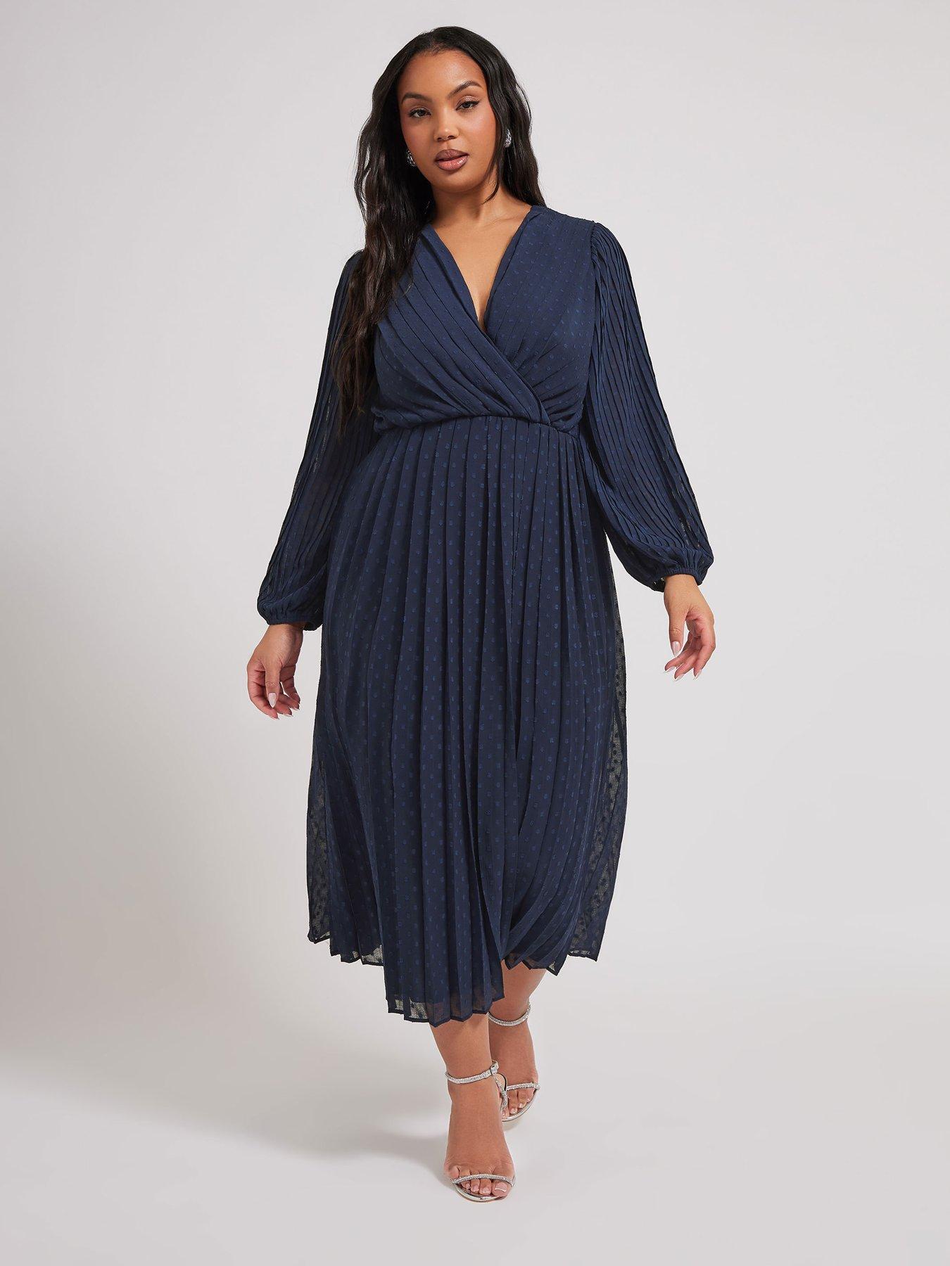undefined Curve Dobby Wrap Midaxi Dress - Blue