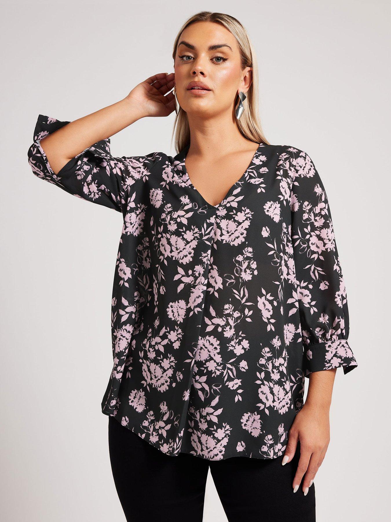 yours-curve-watercolour-pleat-blouse-black