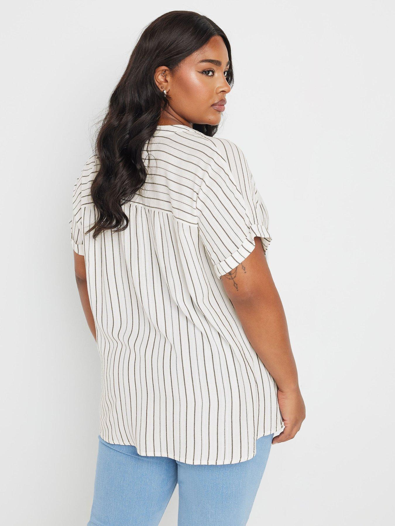 image of yours-curve-stripe-notch-neck-blouse-white