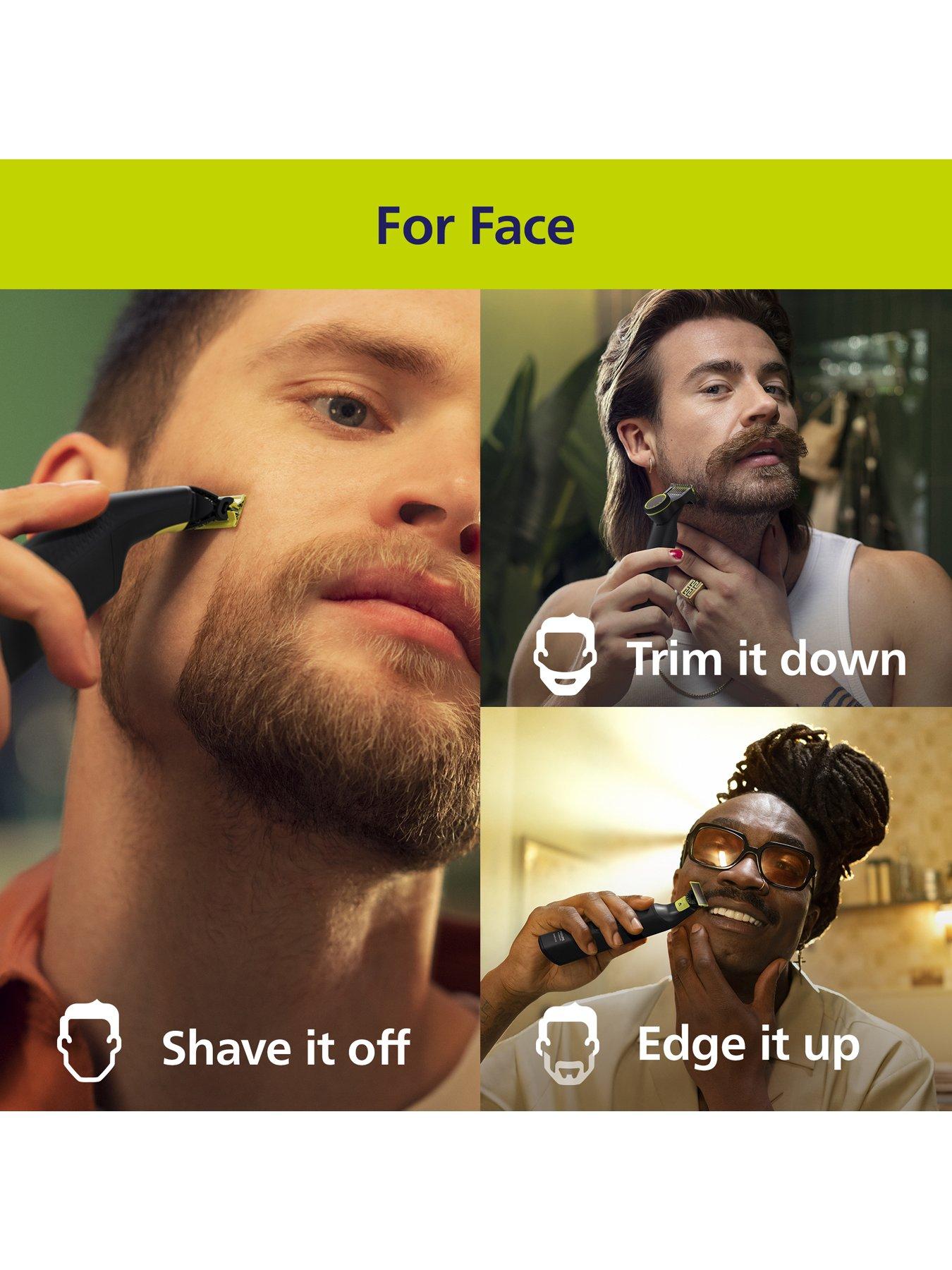  image of philips-oneblade-pro-360-for-face-amp-body-with-20-in-1-adjustable-comb-travel-pouch-amp-extra-360-blade-trim-edge-shave-qp655230