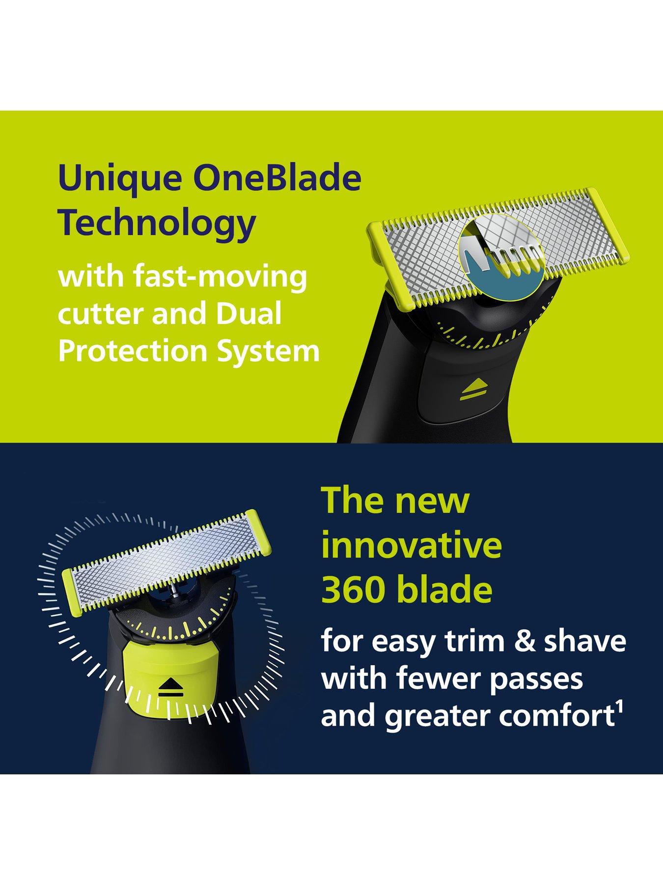  image of philips-oneblade-pro-360-for-face-amp-body-with-20-in-1-adjustable-comb-travel-pouch-amp-extra-360-blade-trim-edge-shave-qp655230