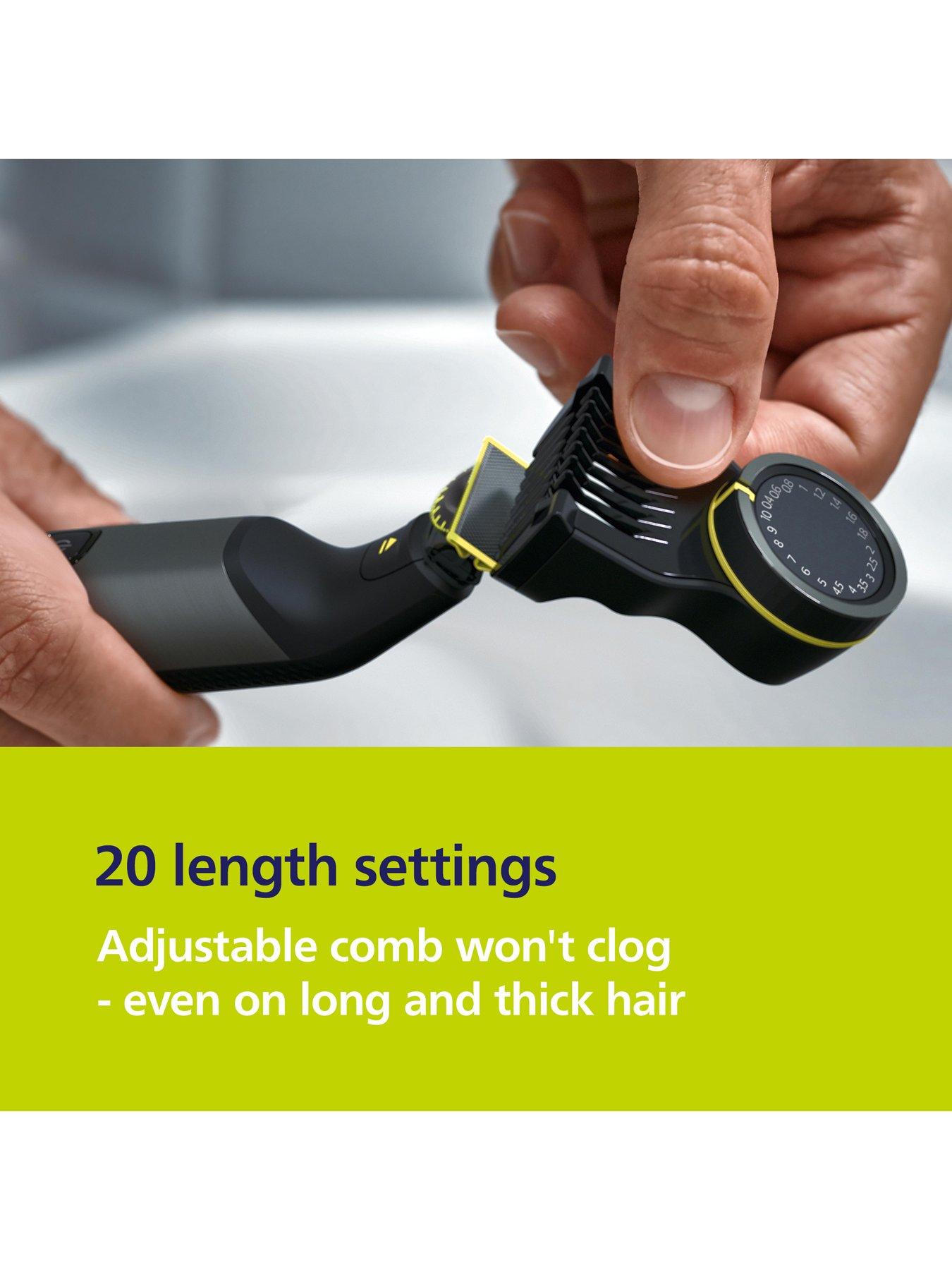 Image 5 of 6 of Philips OneBlade Pro 360 for Face &amp; Body with 20-in-1 Adjustable Comb, Travel Pouch &amp; extra 360 blade - Trim, Edge, Shave, QP6552/30