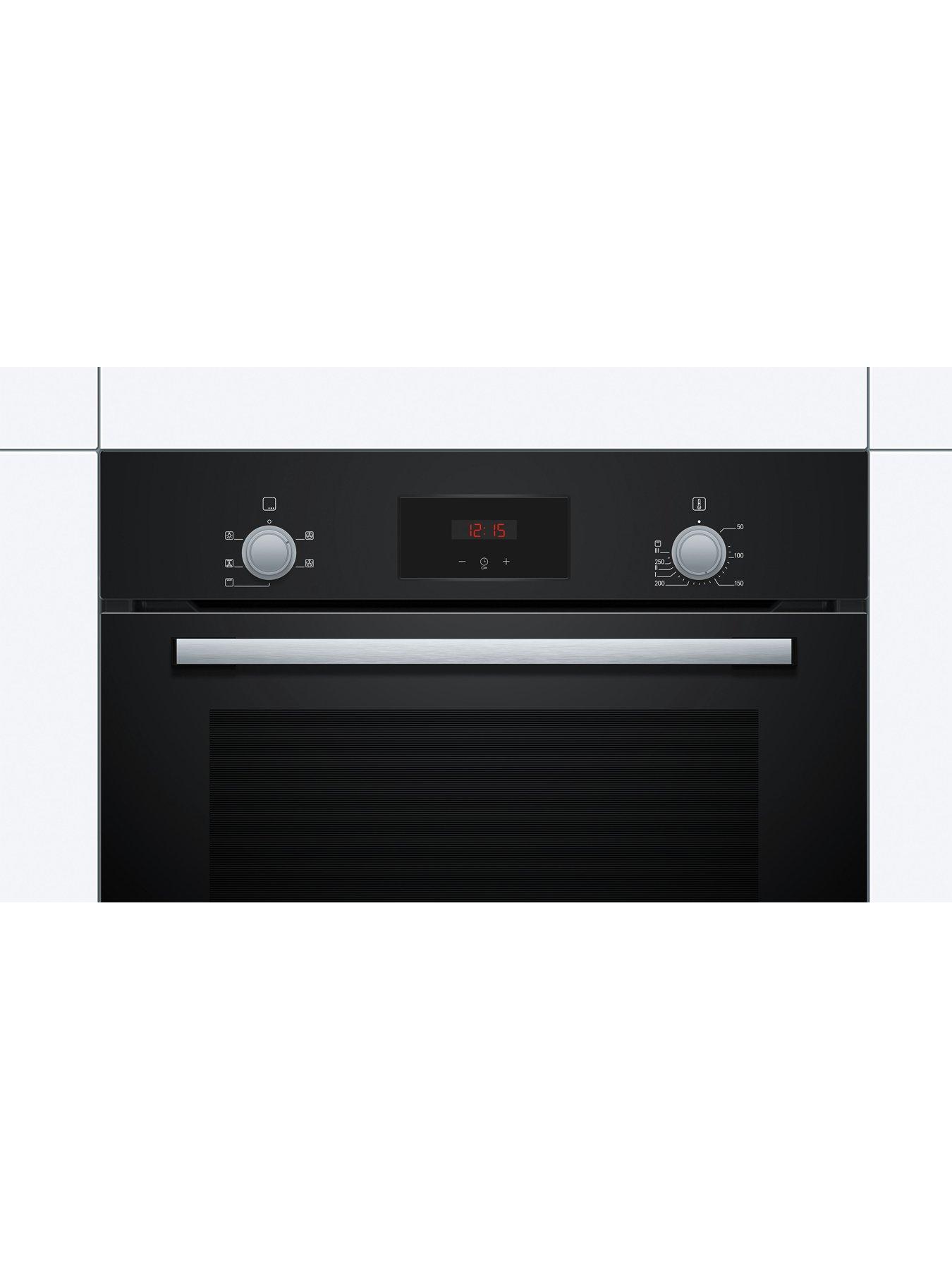  image of bosch-series-2-hhf113ba0b-built-in-electric-single-oven-black-a-rated-hotair-oven-with-4-functions