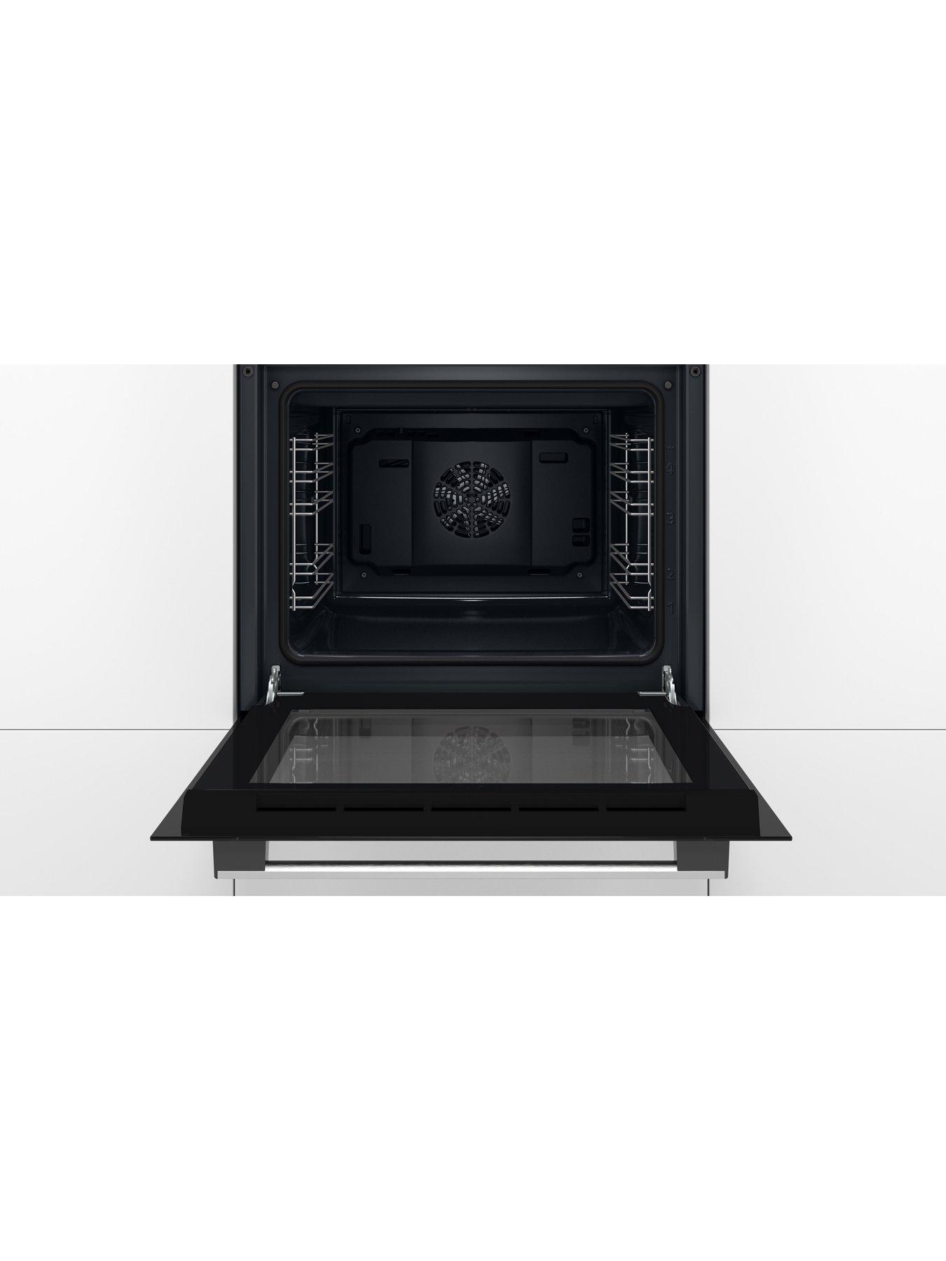  image of bosch-series-2-hhf113ba0b-built-in-electric-single-oven-black-a-rated-hotair-oven-with-4-functions