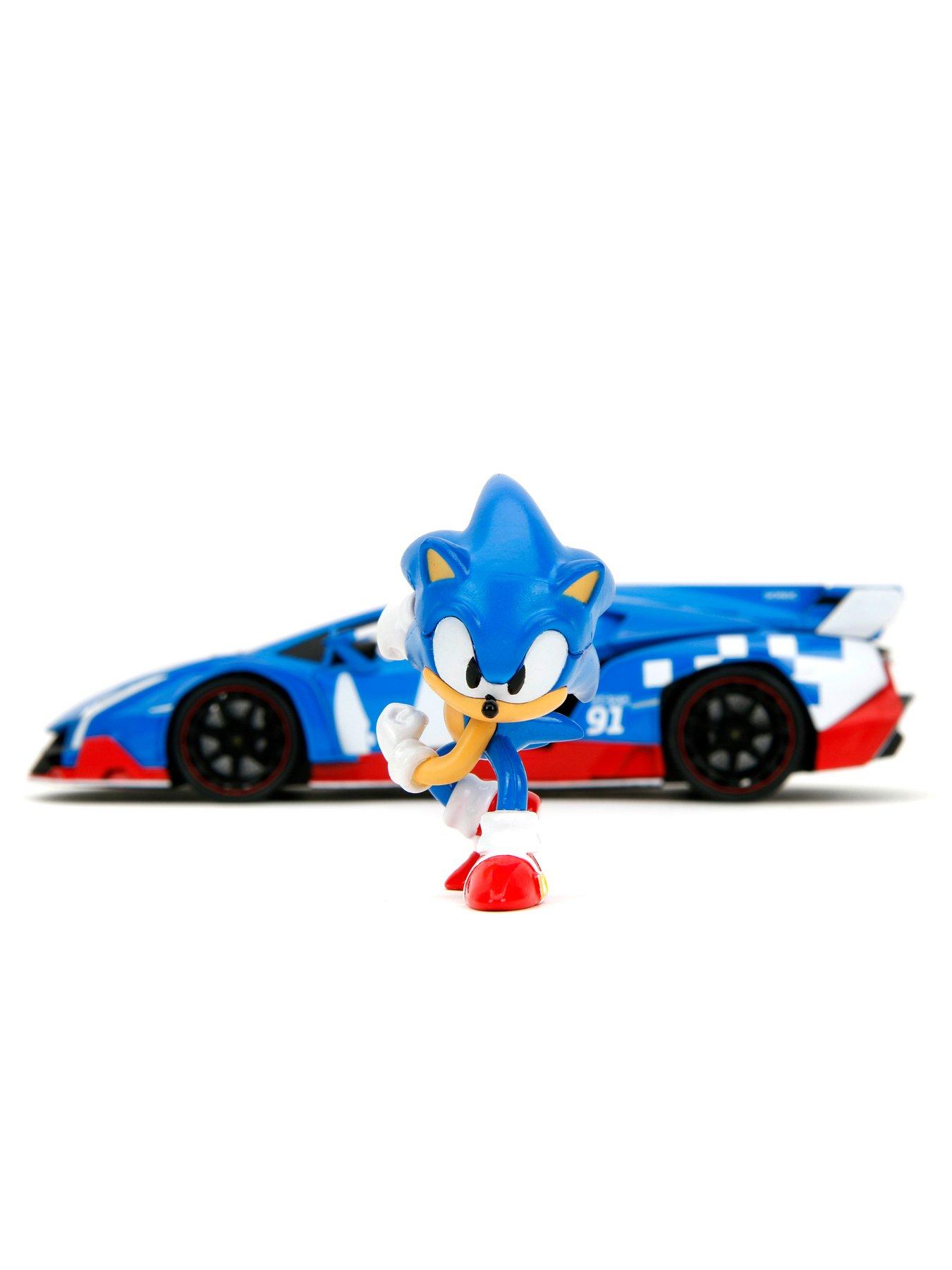 Voiture Miniature Jada 1/24 - Lamborghini Veneno Bleue Avec Figurine Sonic, Série Hollywood Rides