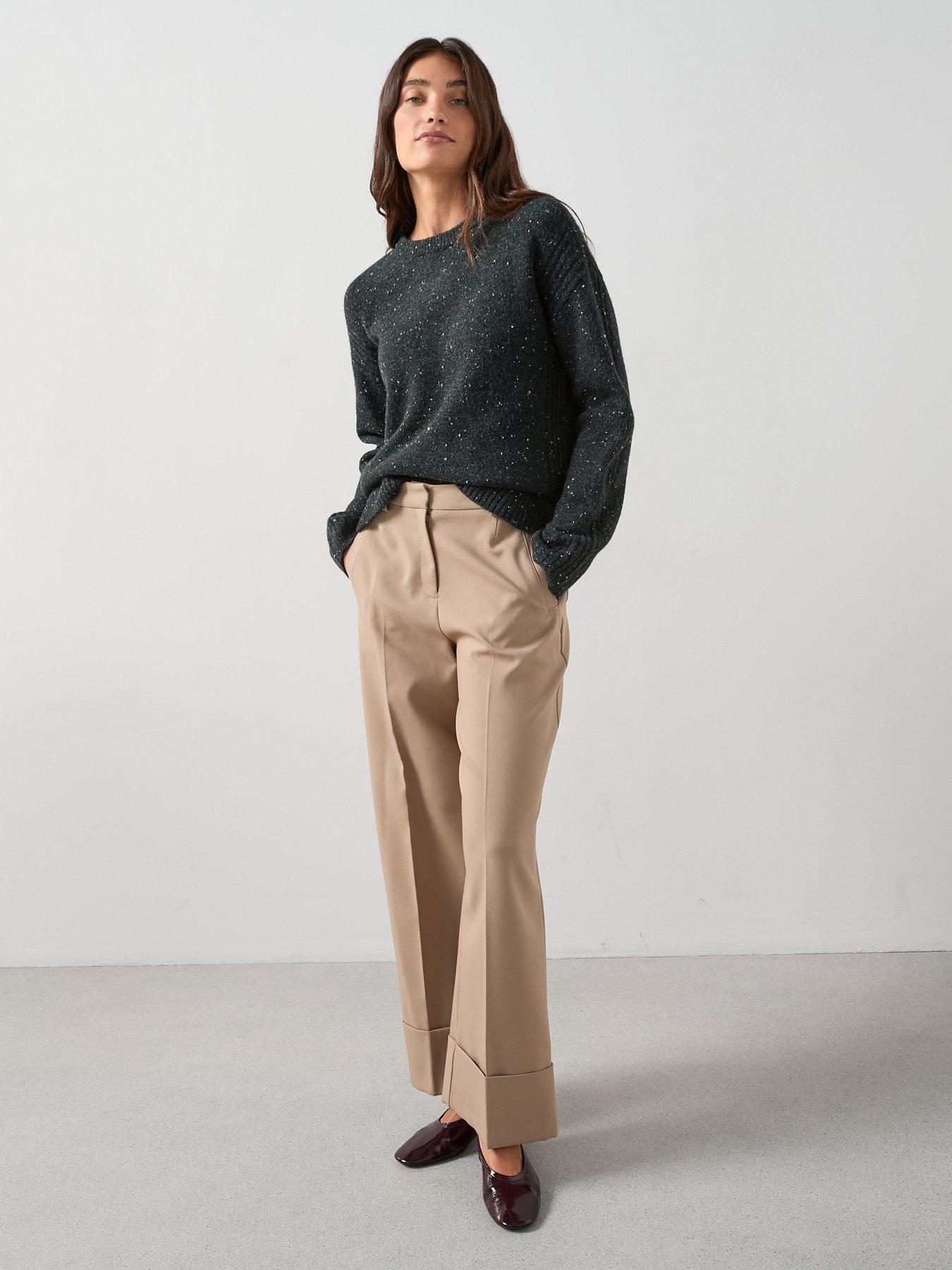 Image 3 of 6 of The Very Collection Crew Neck Rib Detail Jumper With Wool - Salt &amp; Pepper
