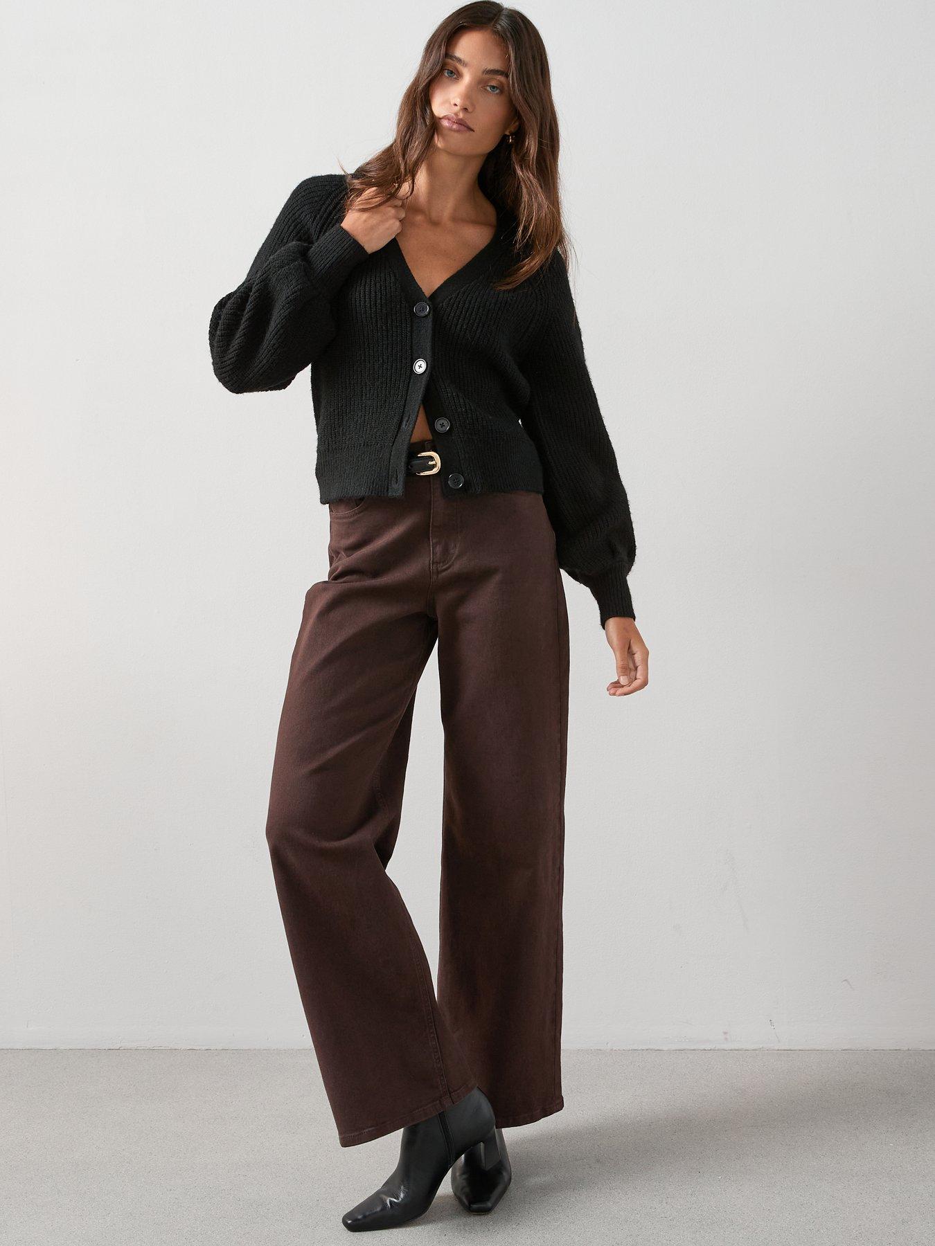 Image 3 of 6 of The Very Collection Timeless Yarn V Neck Knitted Cardigan - Black