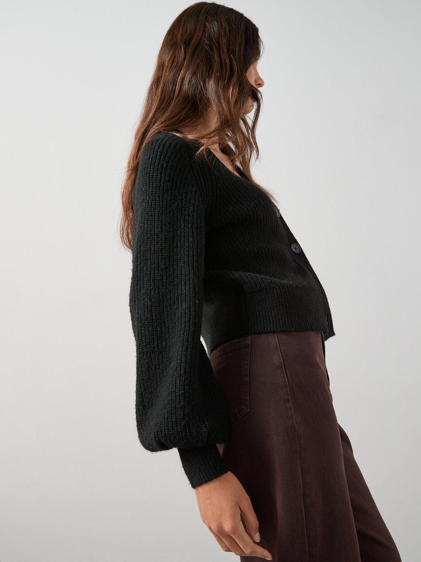 Image 5 of 6 of The Very Collection Timeless Yarn V Neck Knitted Cardigan - Black