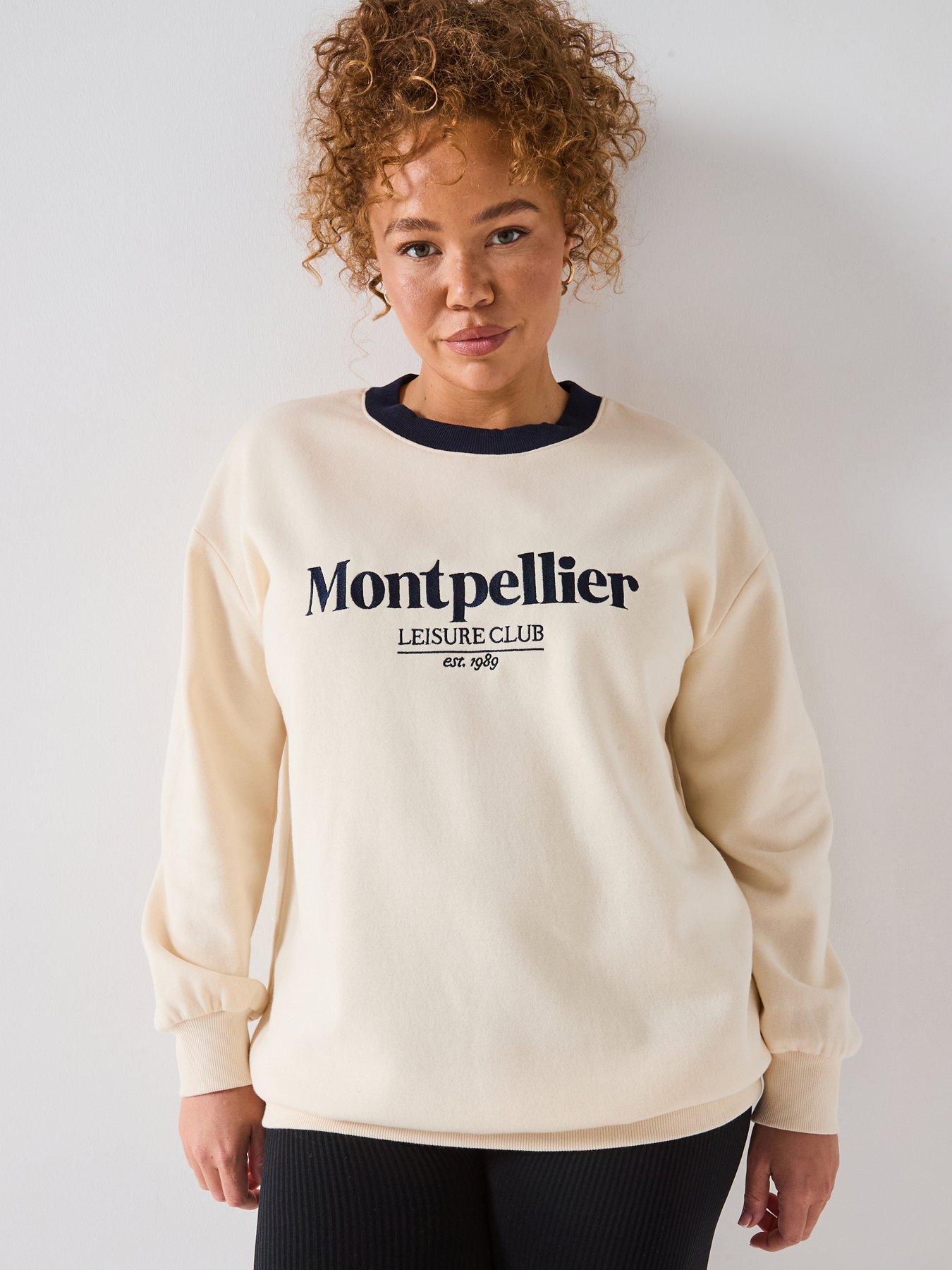 V by Very Curve Slogan Longline Sweatshirt - Cream