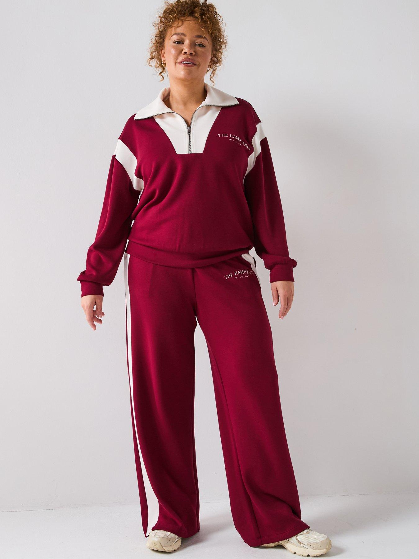 Image 6 of 6 of V by Very Curve Zip Collared Colour Block Sweatshirt - Red