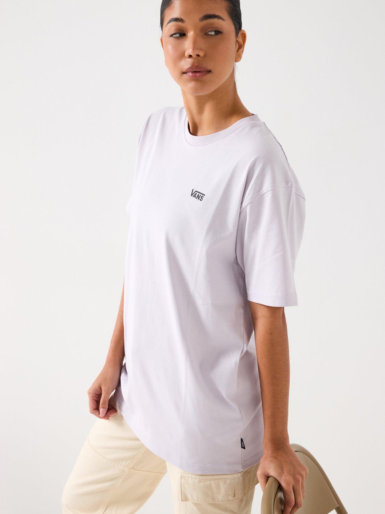 Vans Women's Left Chest Logo Embroidered T-Shirt - Purple