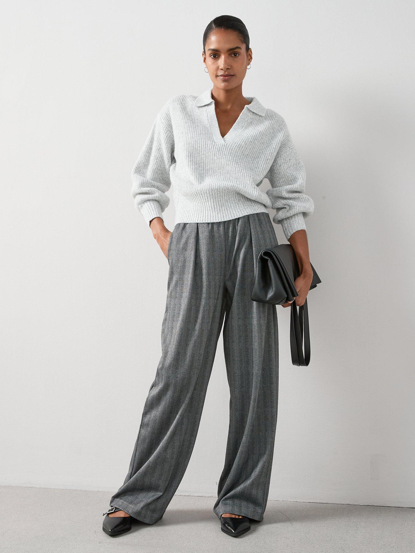 Image 3 of 6 of The Very Collection Collared Balloon Sleeve Jumper - Grey