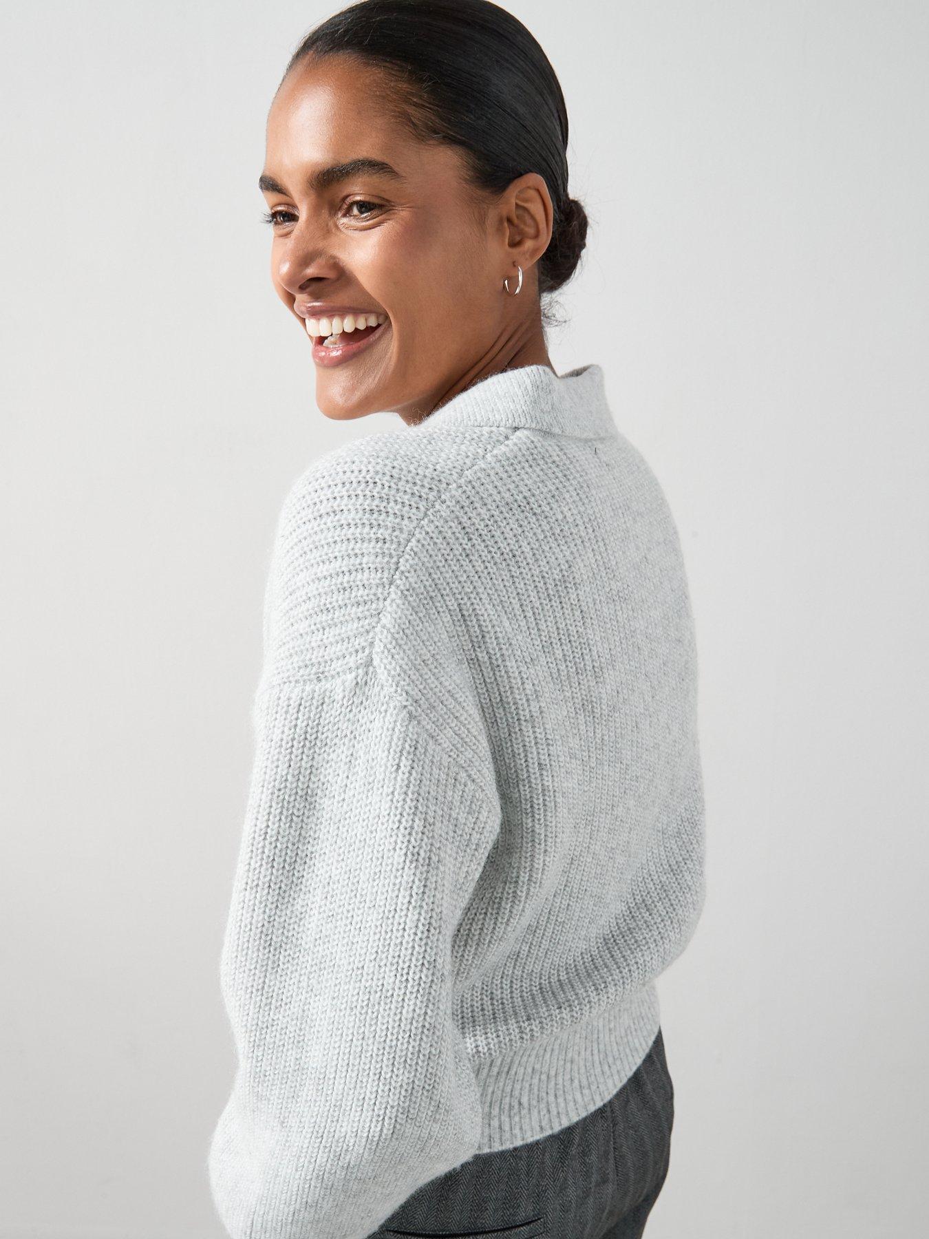 Image 6 of 6 of The Very Collection Collared Balloon Sleeve Jumper - Grey