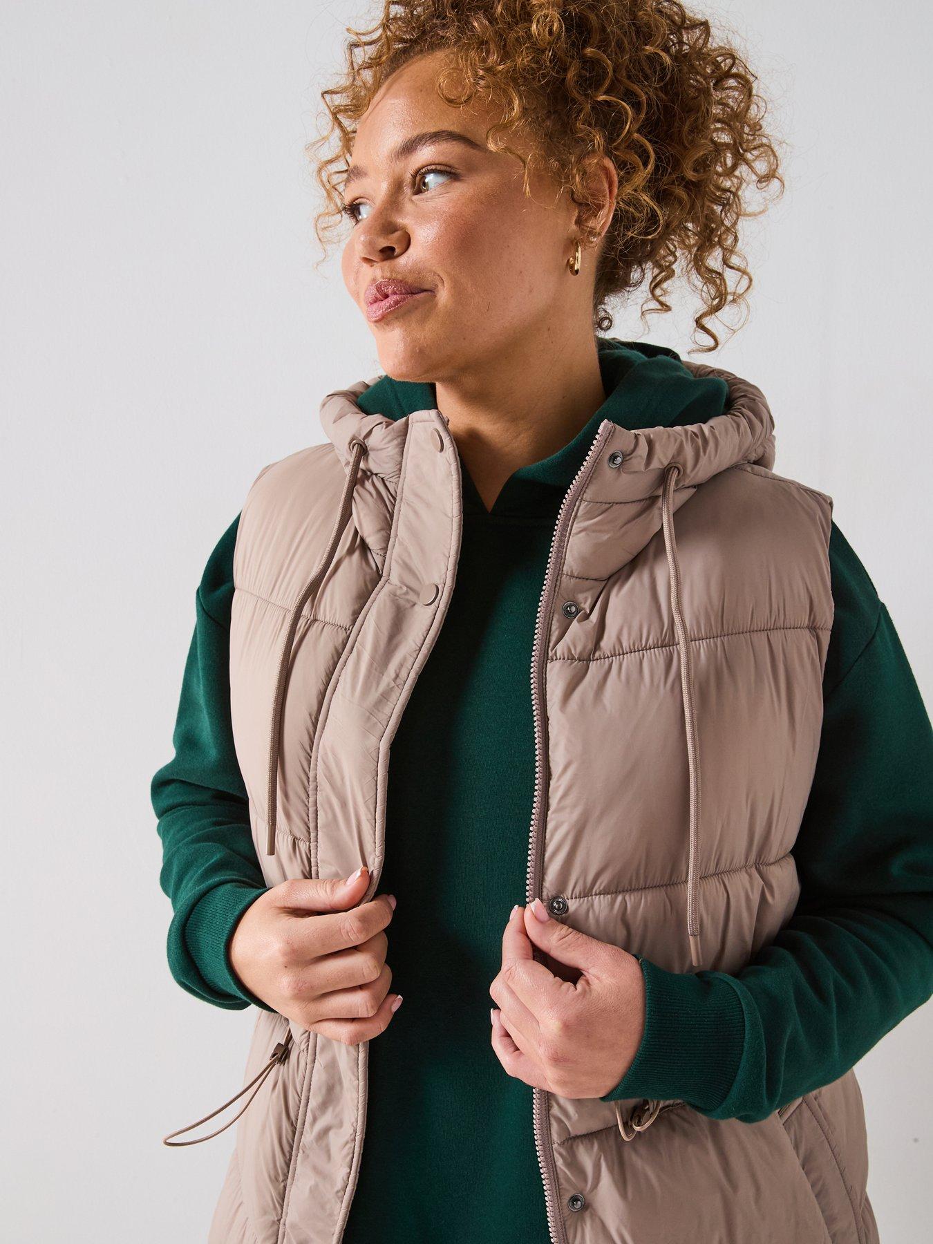 Image 5 of 6 of V by Very Curve Padded Cinched Waist Gilet -&nbsp;Light Brown
