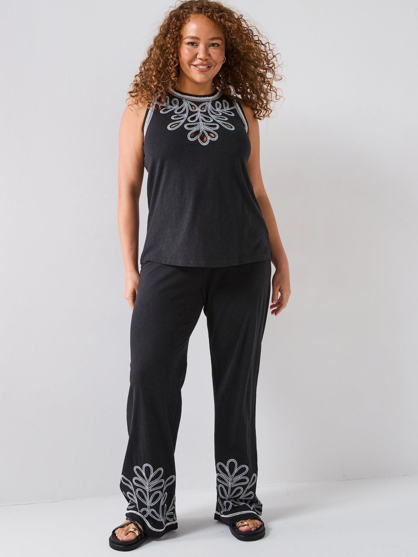 v-by-very-curve-embroidered-vest-co-ord-dark-grey