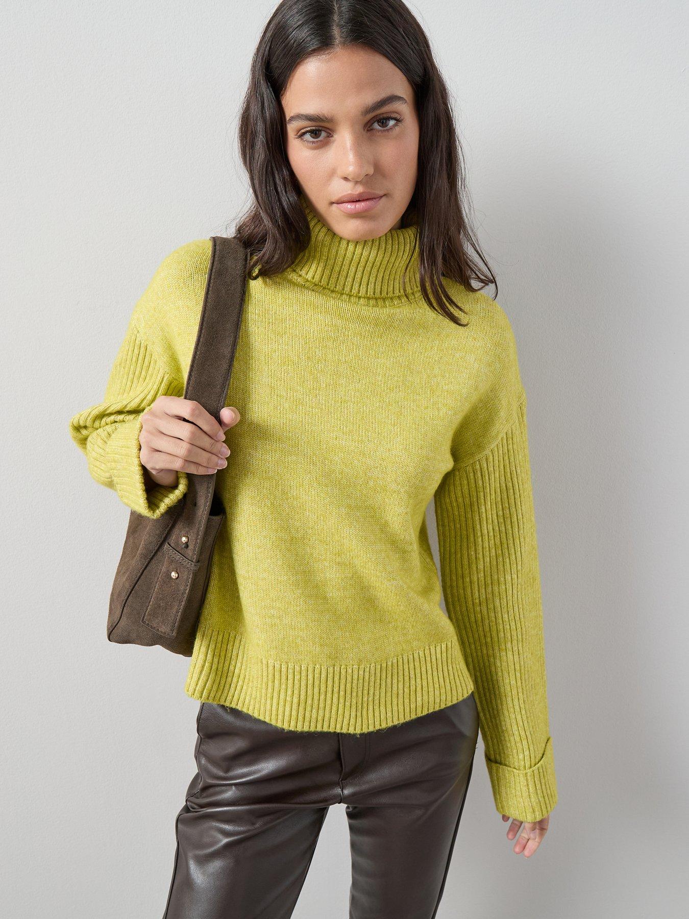the-very-collection-timeless-yarn-roll-neck-turn-up-cuff-jumper-chartreuse