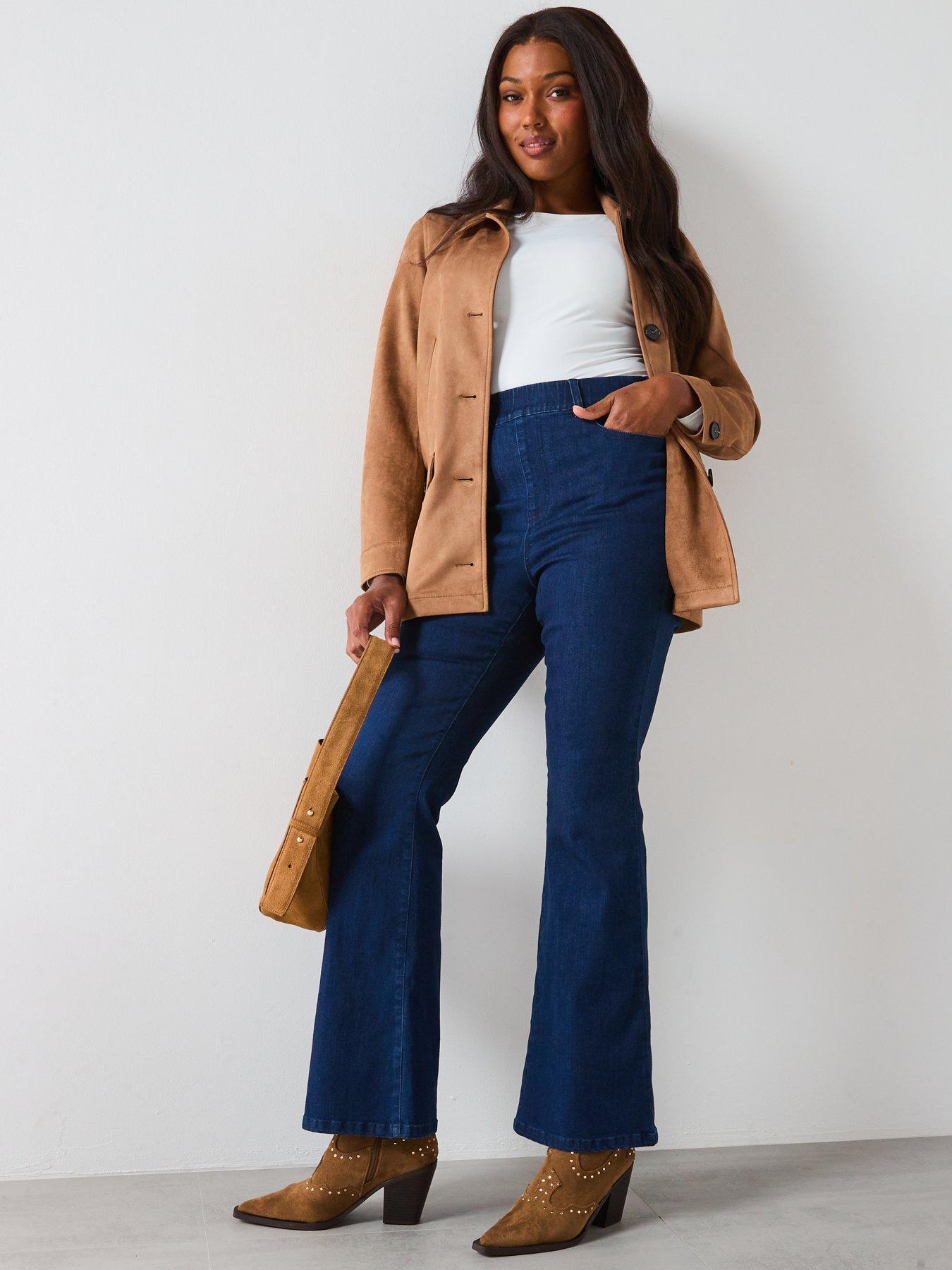 Image 4 of 6 of V by Very Curve Faux Suede Longline Jacket - Beige