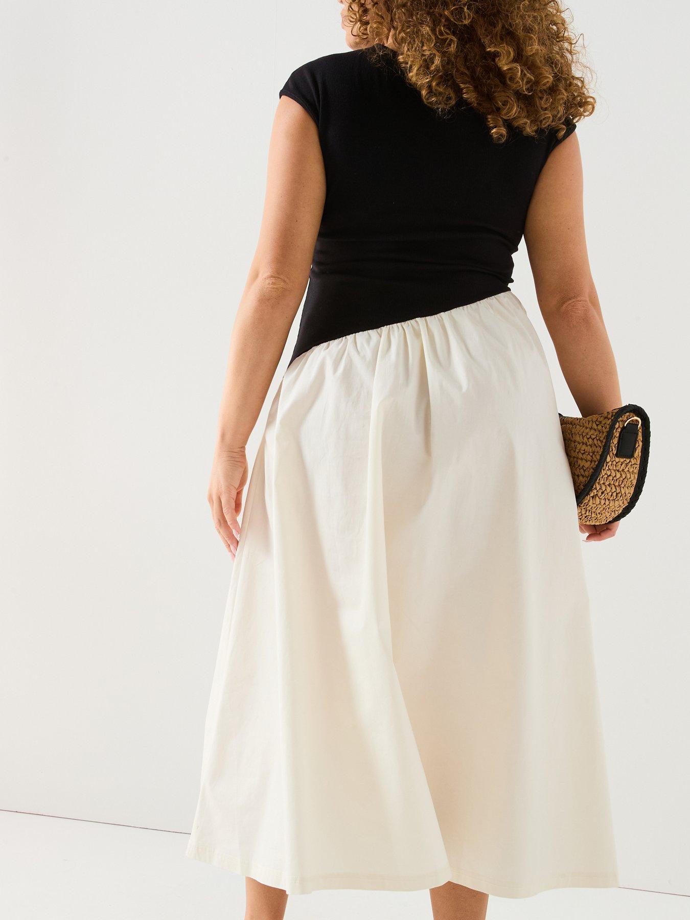 Image 4 of 5 of V by Very Curve 2 In 1 Cotton Skirt Midi Dress - Multi