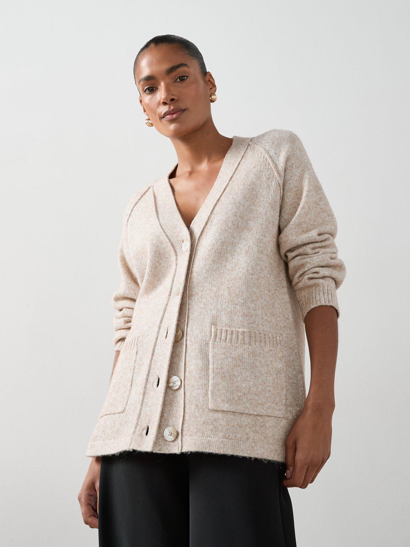 undefined Timeless Yarn Relaxed Seam Detail Cardigan - Beige