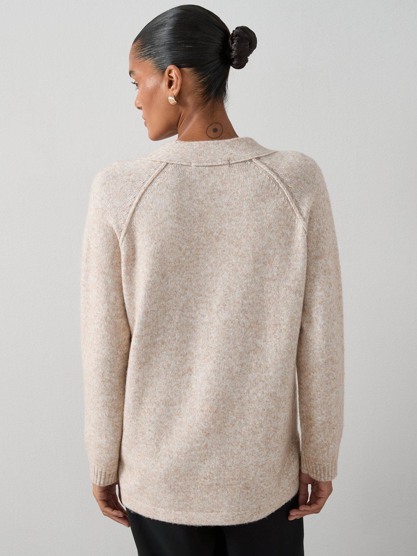 Image 2 of 7 of The Very Collection Timeless Yarn Relaxed Seam Detail Cardigan - Beige