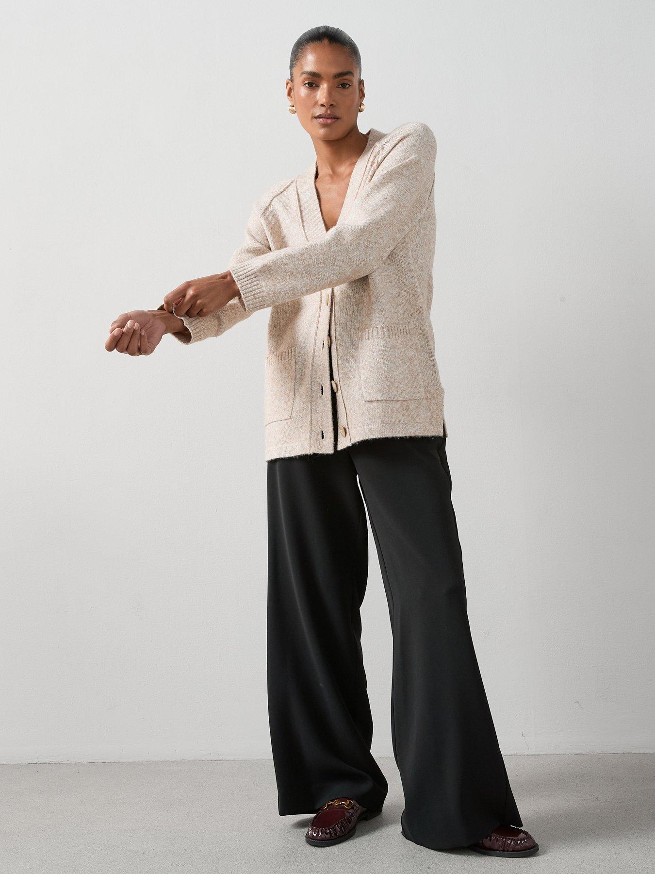 Image 5 of 7 of The Very Collection Timeless Yarn Relaxed Seam Detail Cardigan - Beige