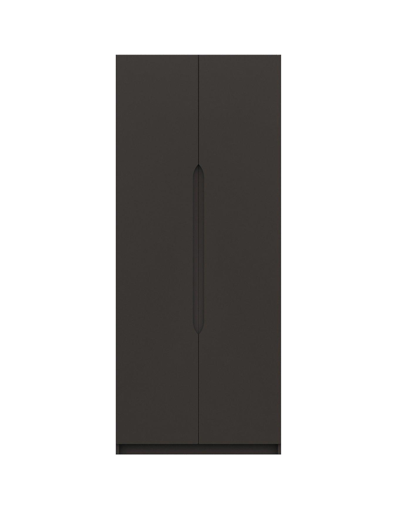 undefined Monaco Ready Assembled 2 Door Wardrobe - Dark Grey Gloss