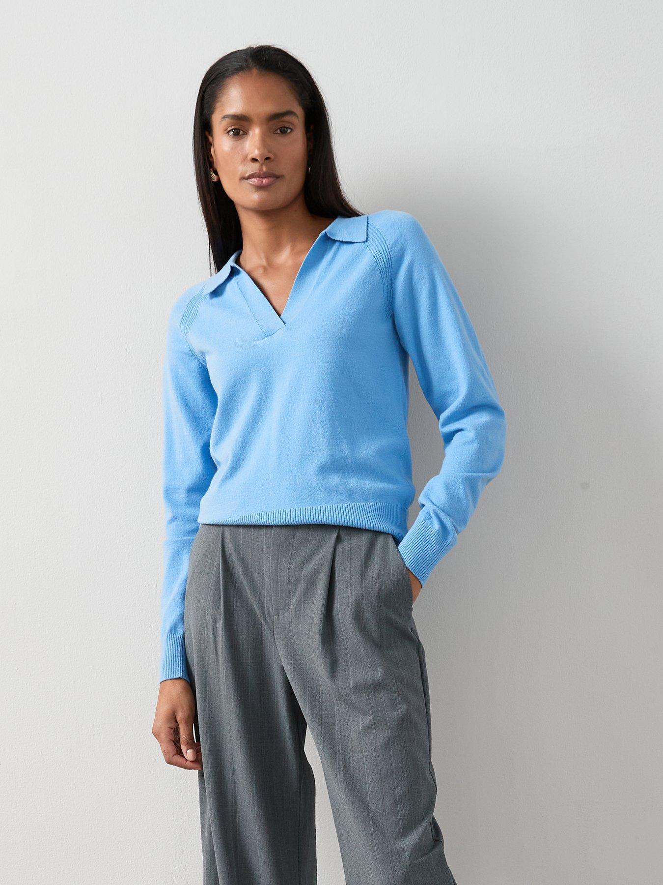 undefined Classic Comfort Relaxed Collared Jumper - Blue