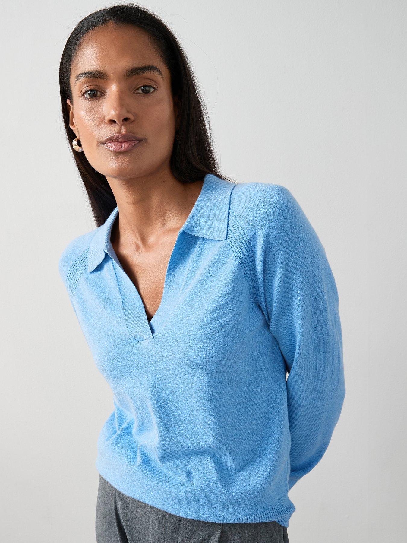 Image 5 of 6 of The Very Collection Classic Comfort Relaxed Collared Jumper - Blue