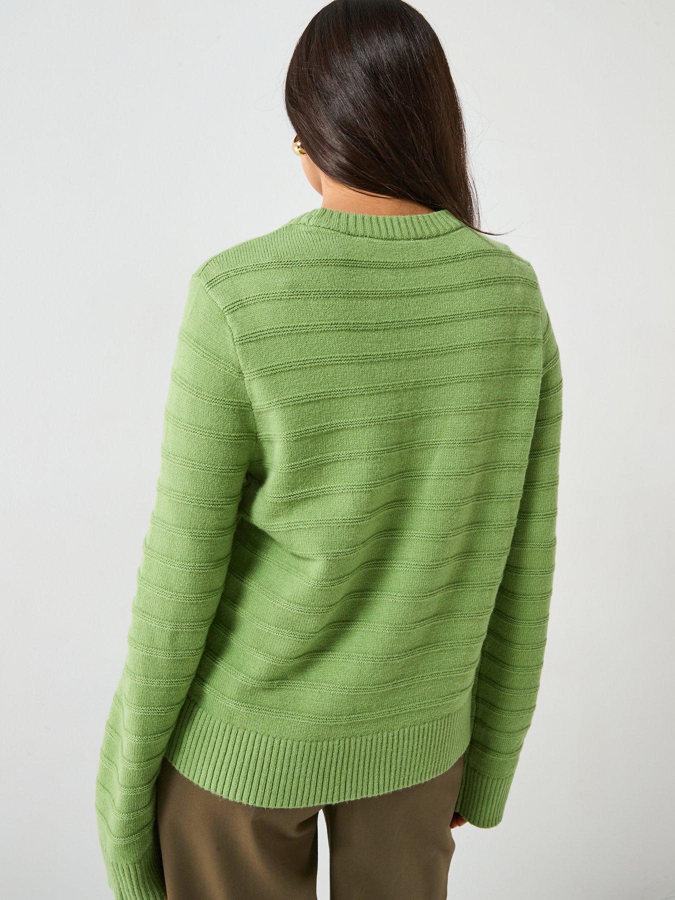 Image 2 of 5 of V by Very Classic Comfort Crew Neck Stitch Interest Jumper - Green