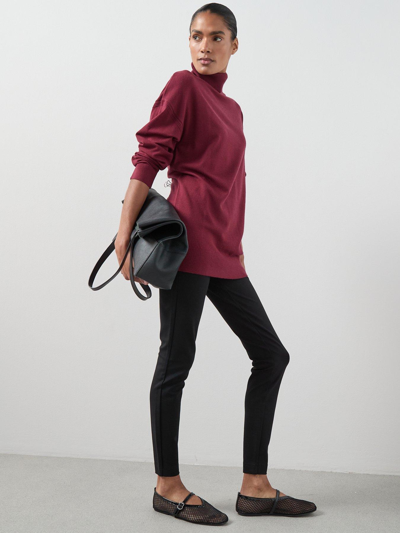  image of the-very-collection-classic-comfort-longline-roll-neck-jumper-burgundy