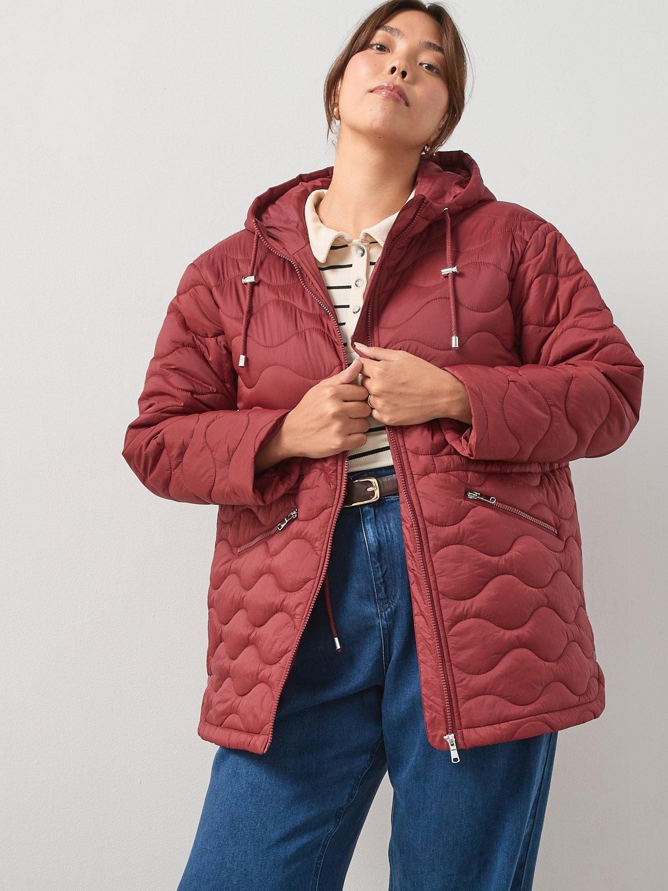 undefined Quilted Cinched Waist Coat - Red
