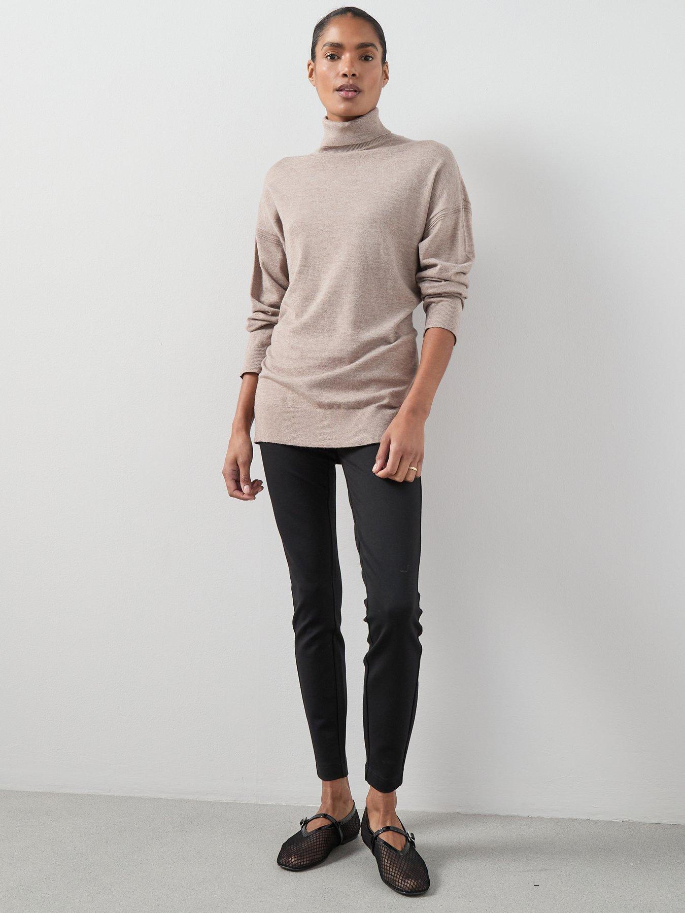 The Very Collection Classic Comfort Longline Roll Neck Jumper - Beige