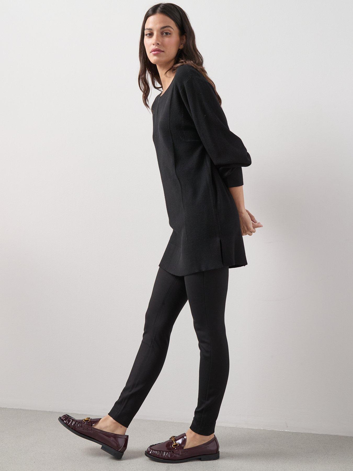  image of the-very-collection-classic-comfort-slash-neck-wide-sleeve-longline-jumper-black